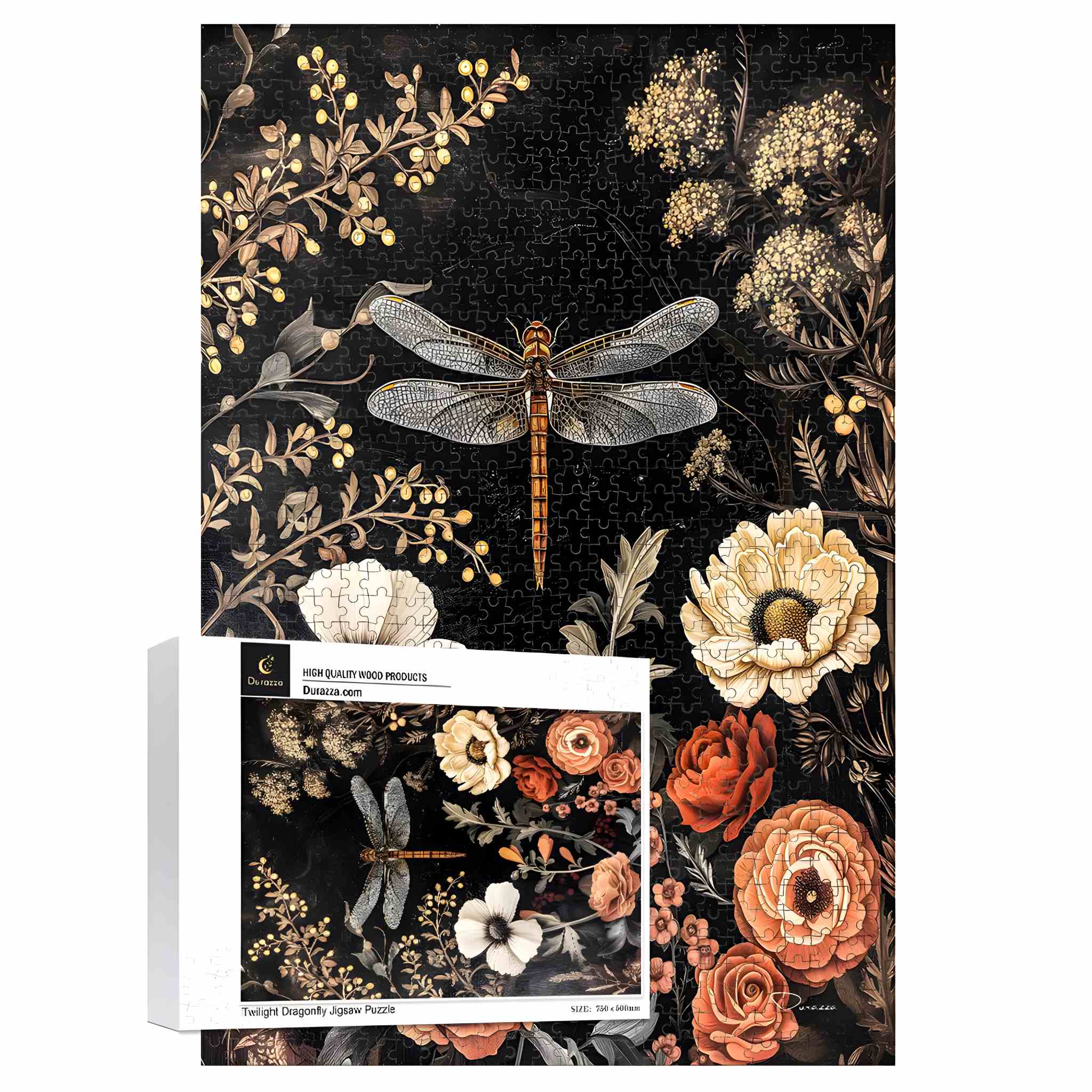 Twilight Dragonfly Wooden Jigsaw Puzzle 500 or 1000 piece