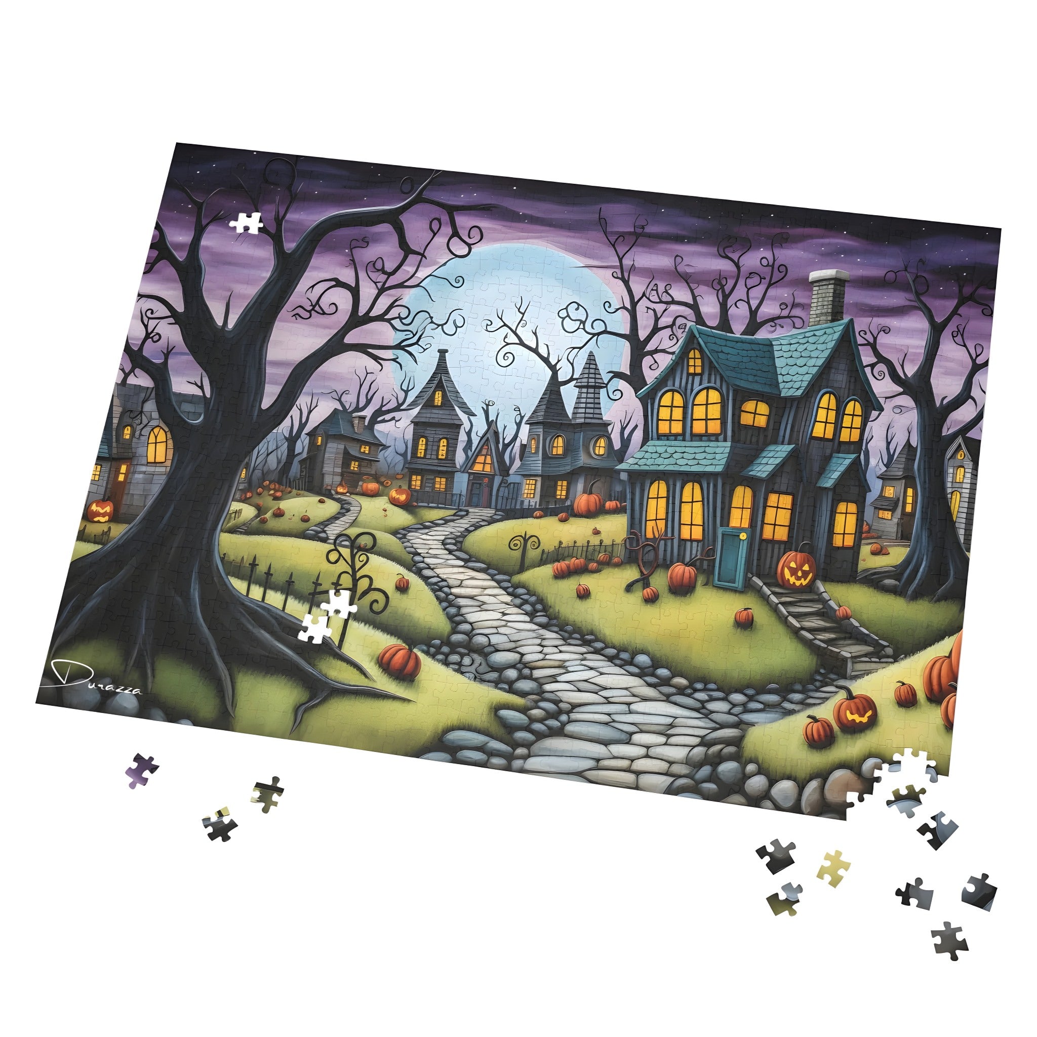 Halloween Jigsaw Puzzle – 500/1000 Piece Spooky Cobblestone Path | Durazza