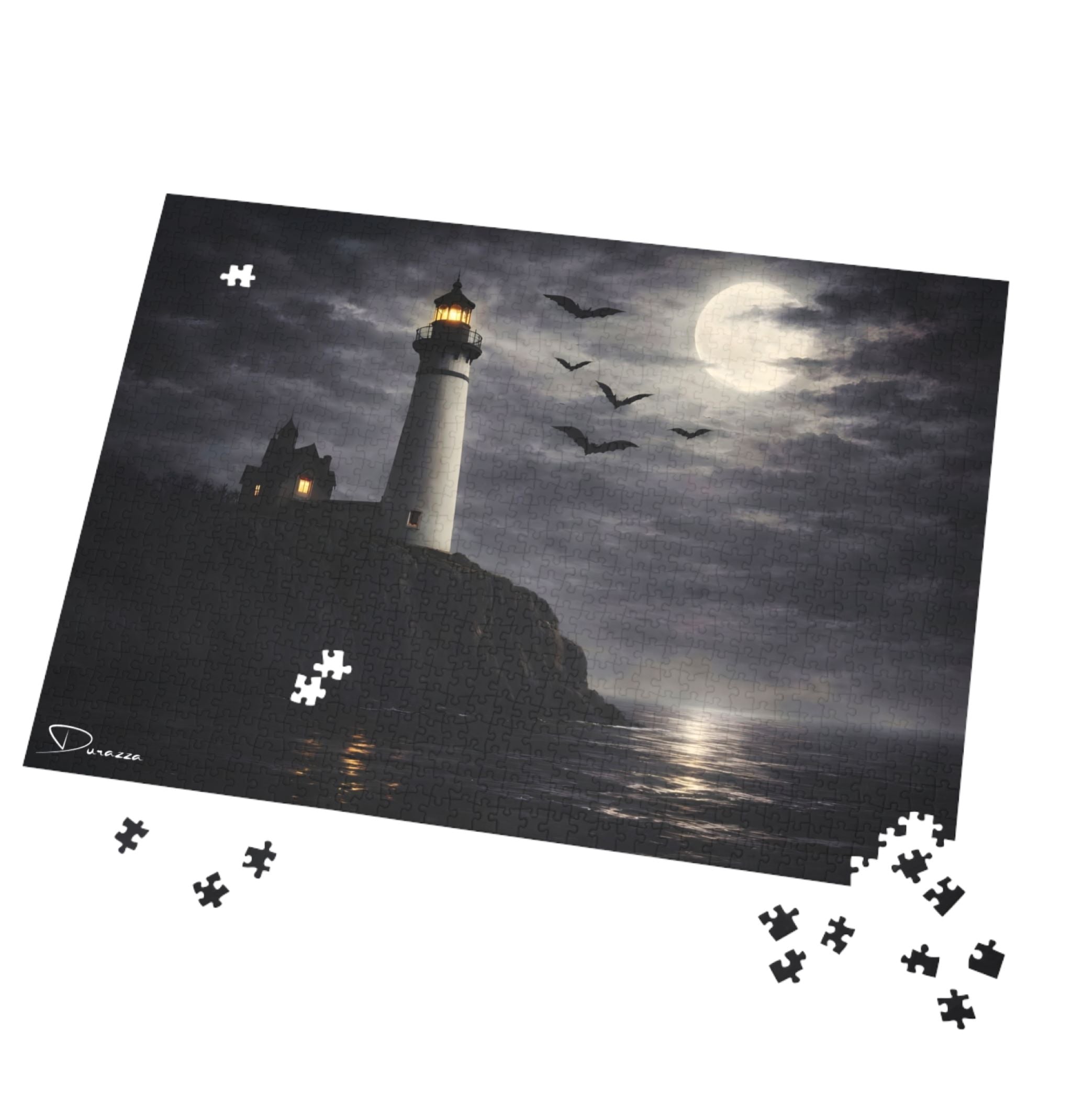 Dark and moody Jigsaw puzzle with a gothic summer lighthouse scene.