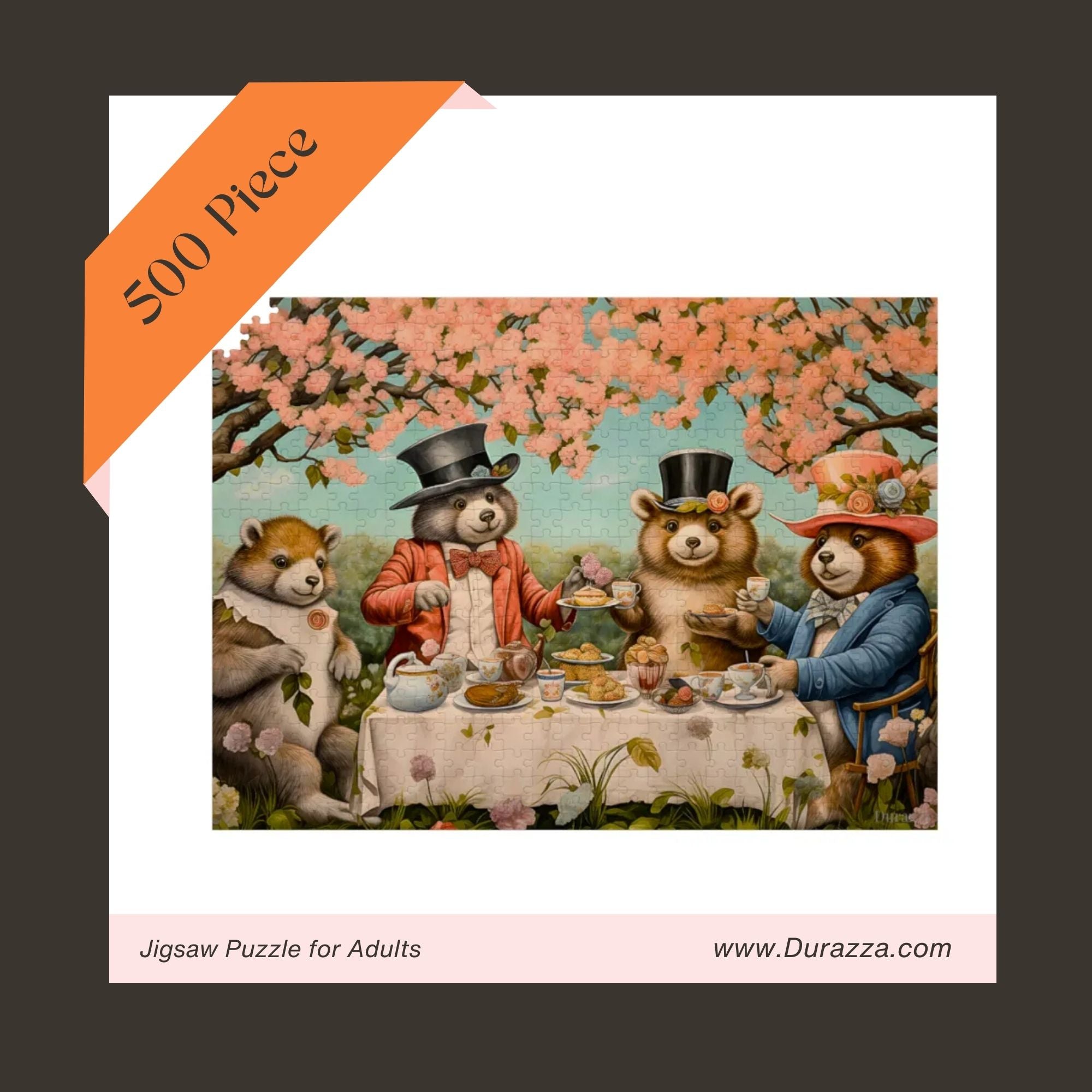 Teddy's Spring Soiree Wooden Jigsaw Puzzle 500 or 1000 Piece