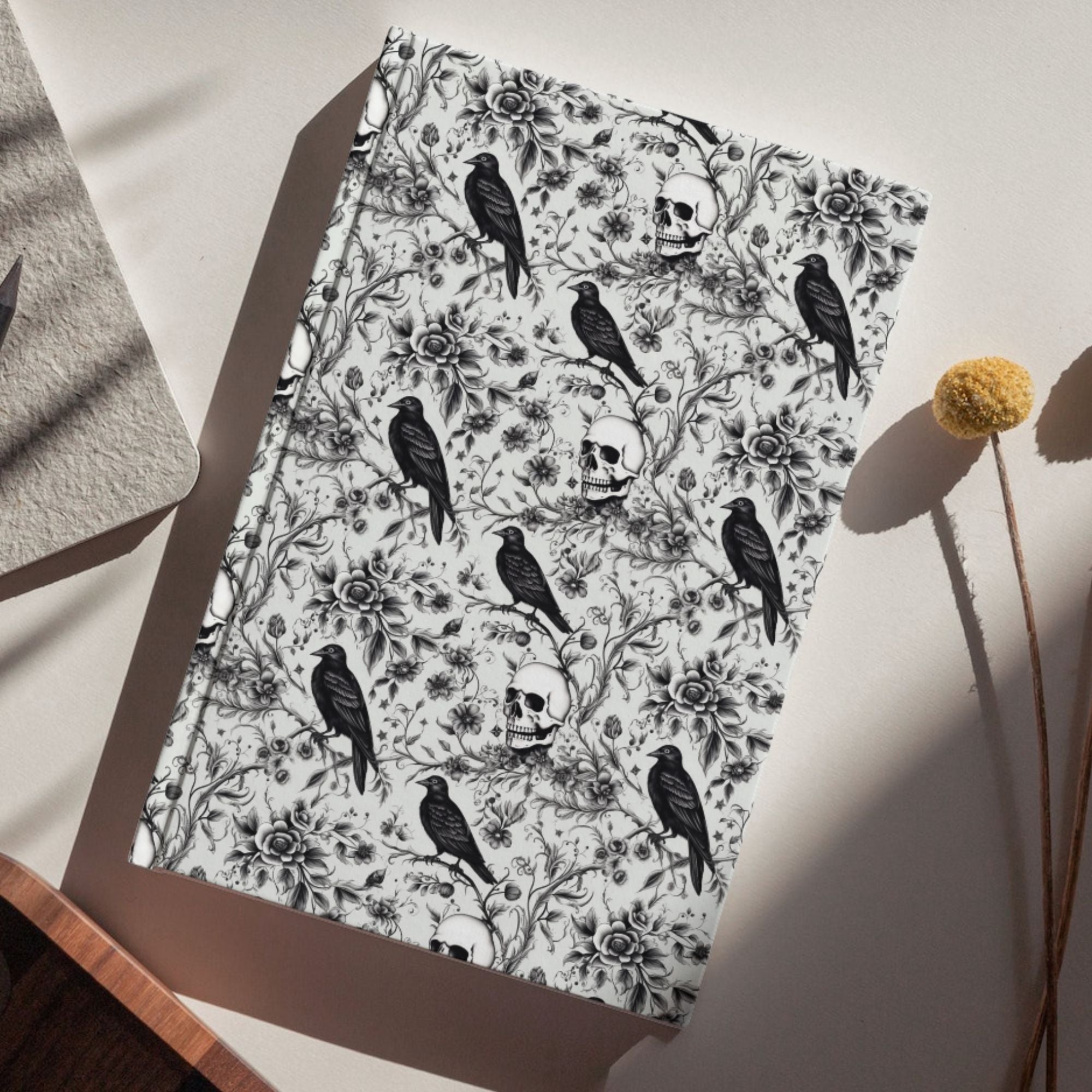 Raven Skull Garden Lined Notebook