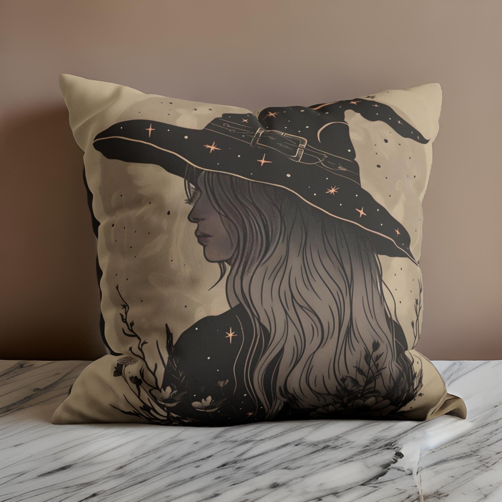 Vintage Vixen Witch Throw Pillow: Whimsigoth