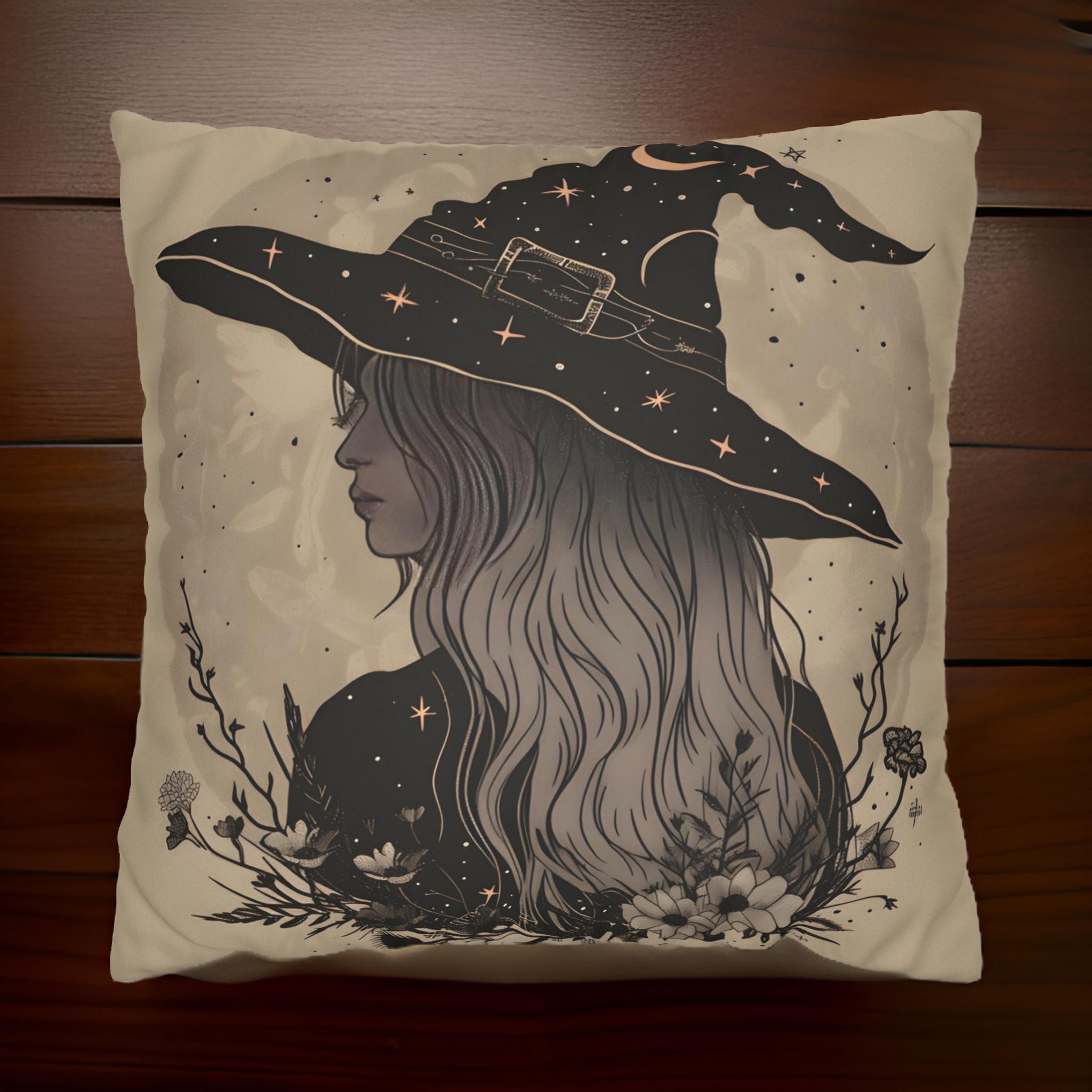 Vintage Vixen Witch Throw Pillow: Whimsigoth