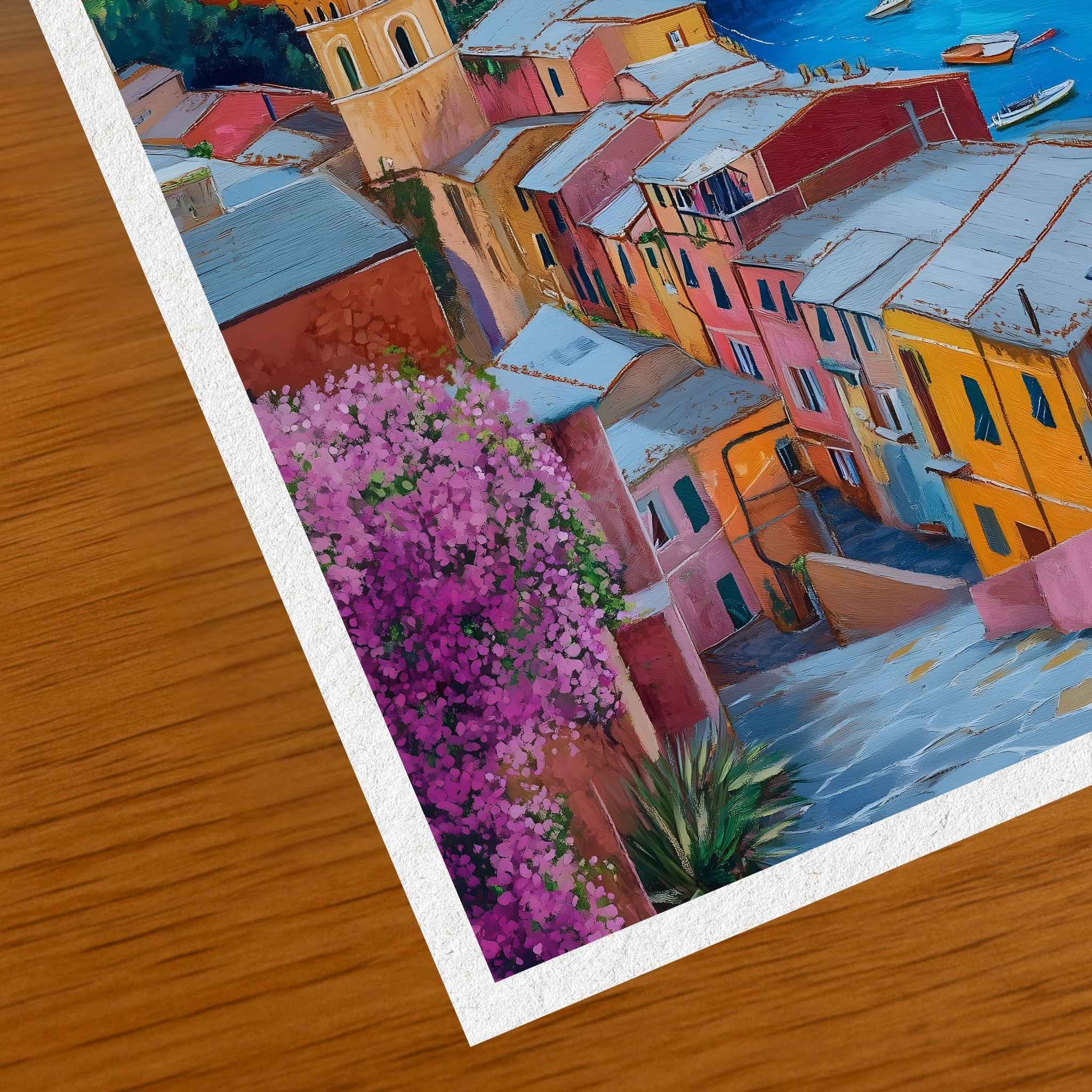 Italian Sea Wall Art: Colorful Village Street | Violet Coast