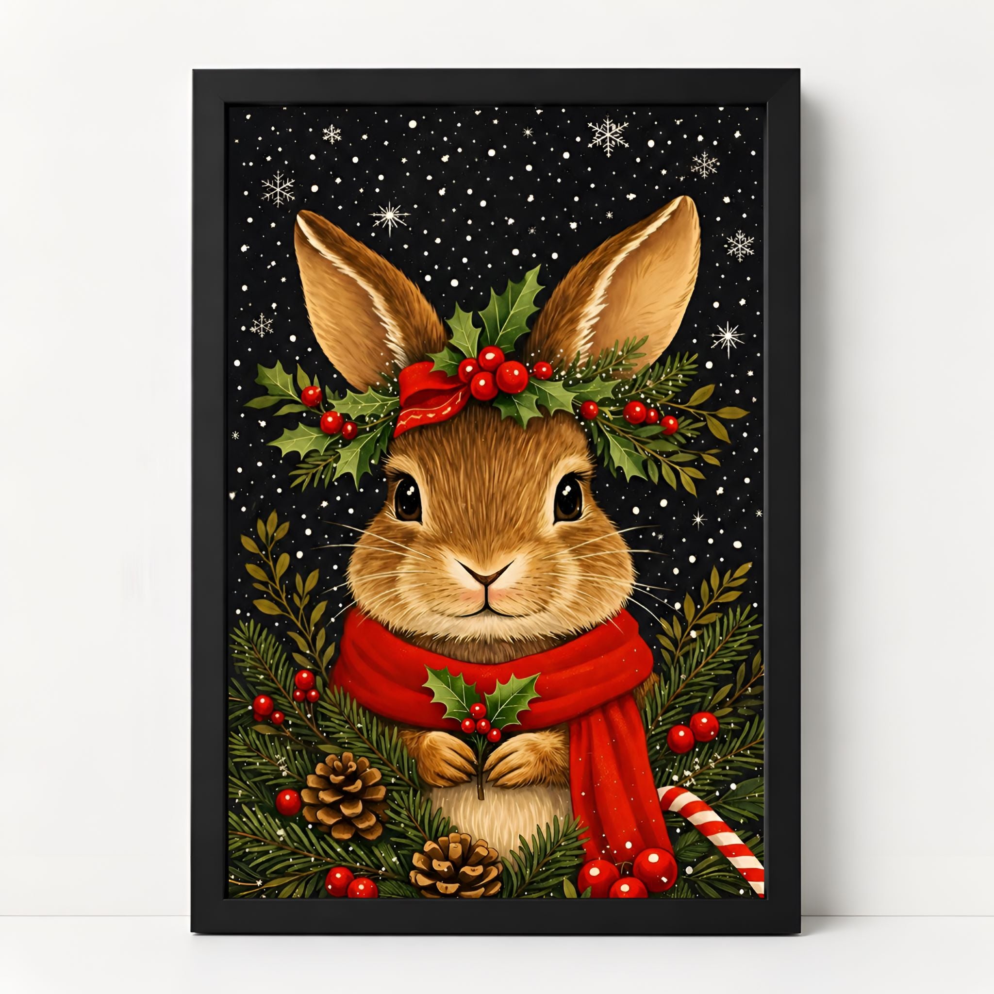 Winter Rabbit Wall Art 12x18 or 24x36 | Bunny Frost – Durazza