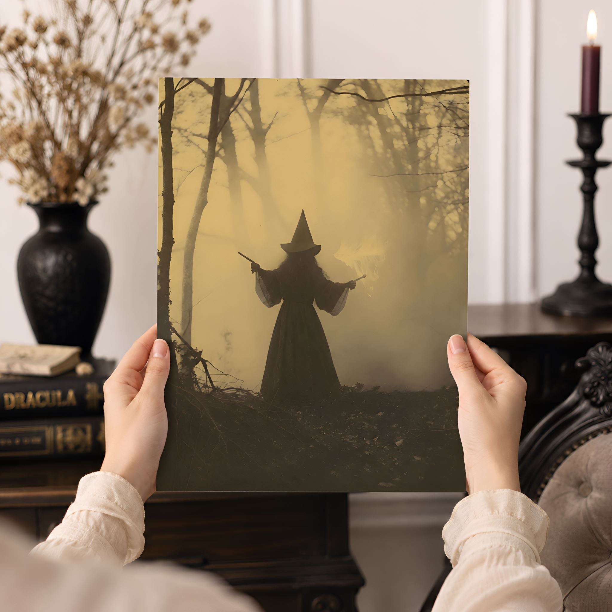 Witchcore Vintage Wall Art Print 11x14, Sepia | Witch's Seance - Durazza
