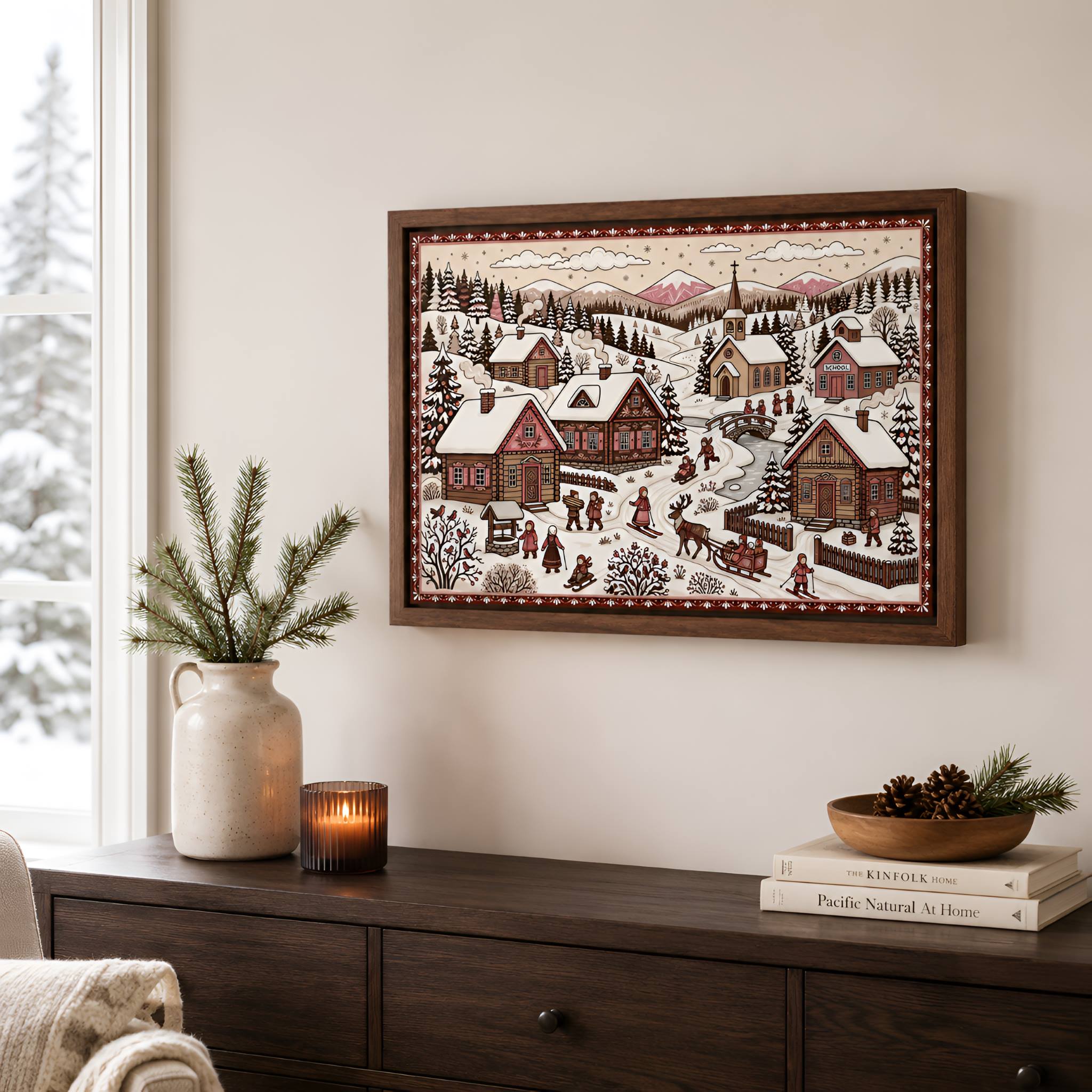 Storybook Winter Canvas Art 12x18 & 16x24 | Snowy Serenity