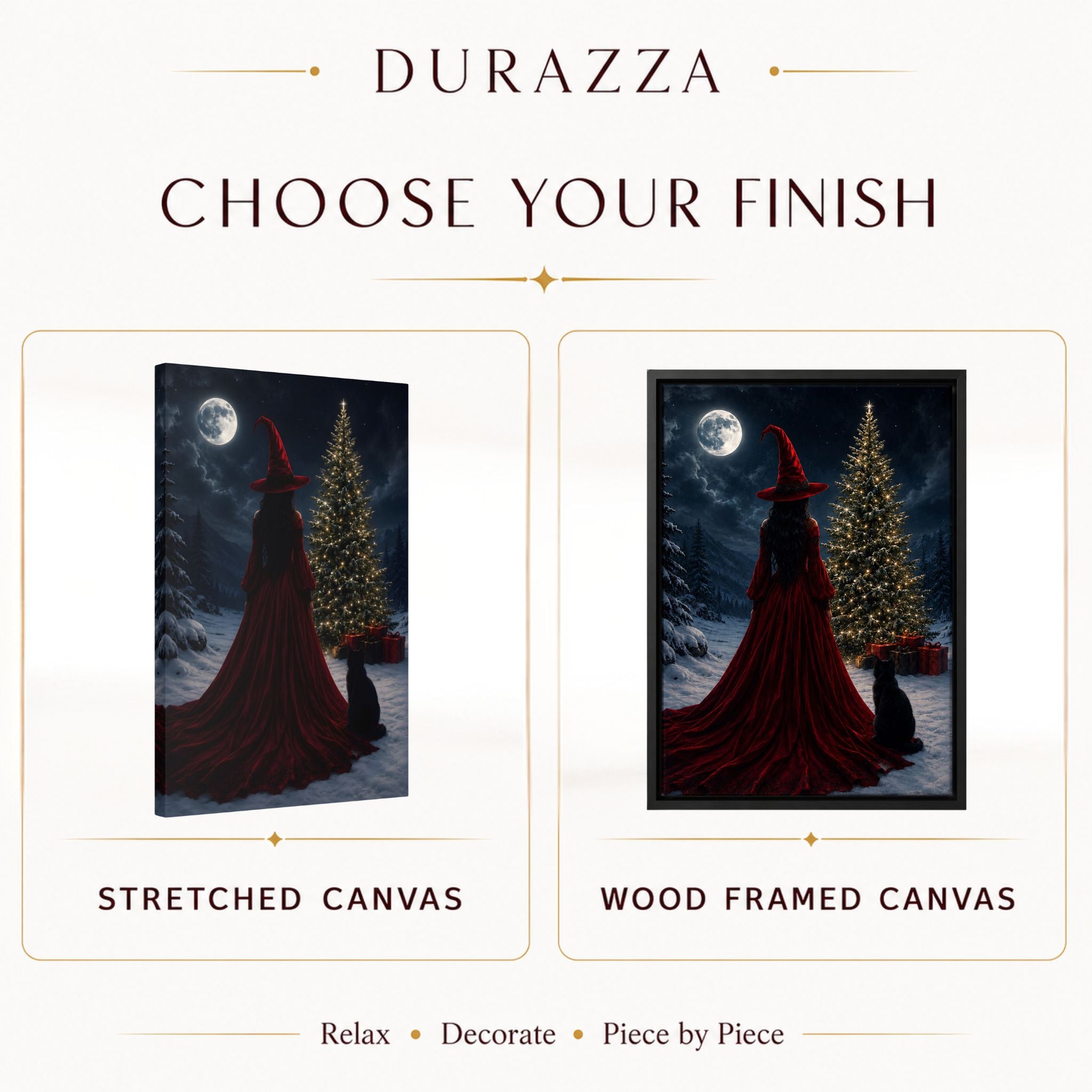 Gothic Christmas Witch Canvas Art 16x24 | Witchy Christmas