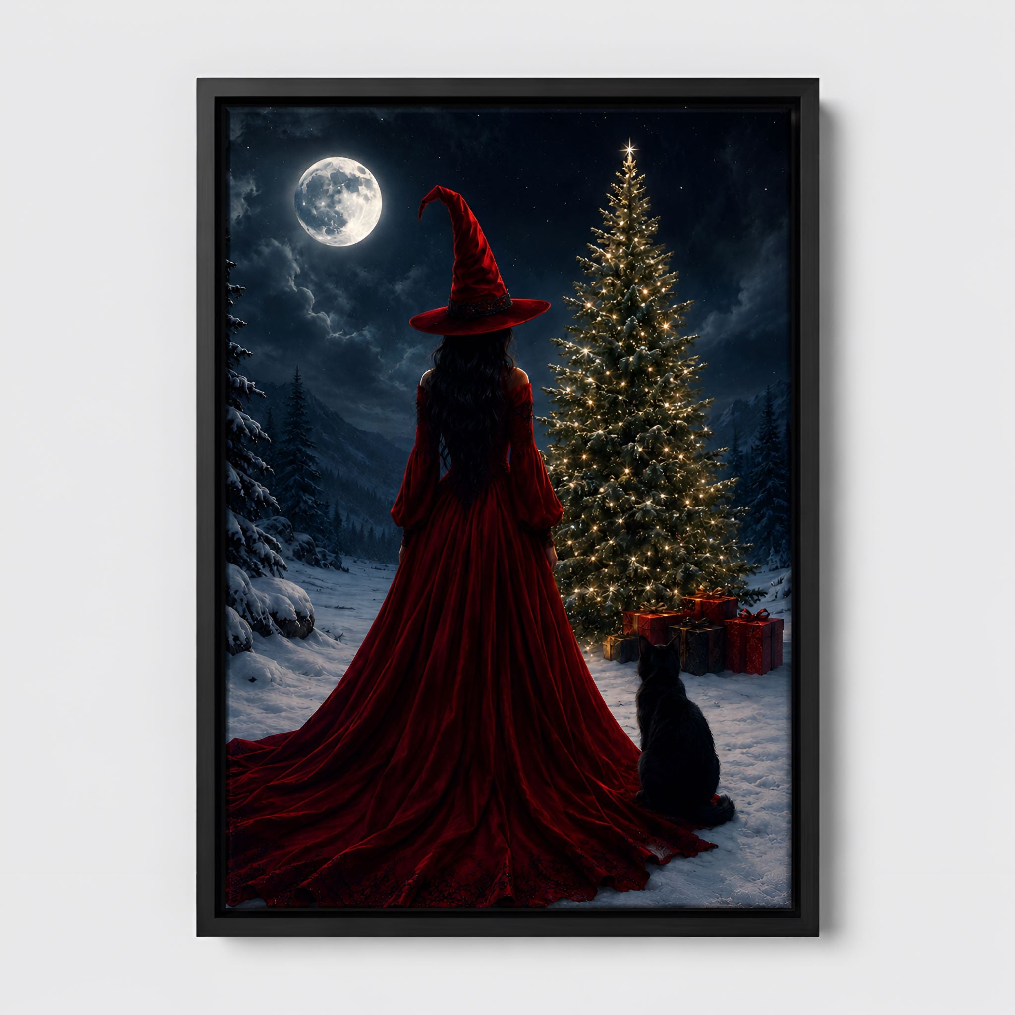 Gothic Christmas Witch Canvas Art 16x24 | Witchy Christmas