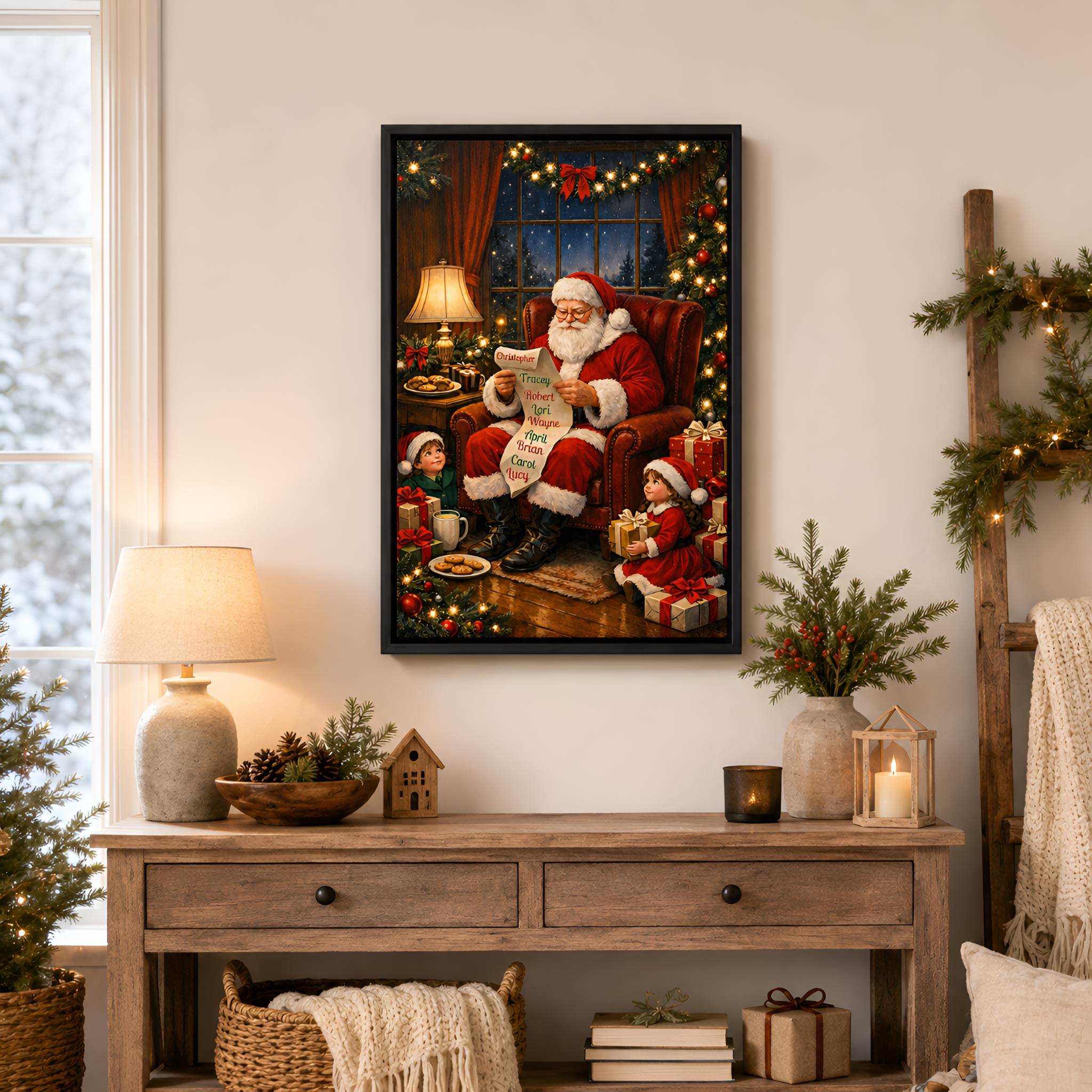 Personalized Christmas Canvas Wall Art 12x18 & 16x24 | Santa's List