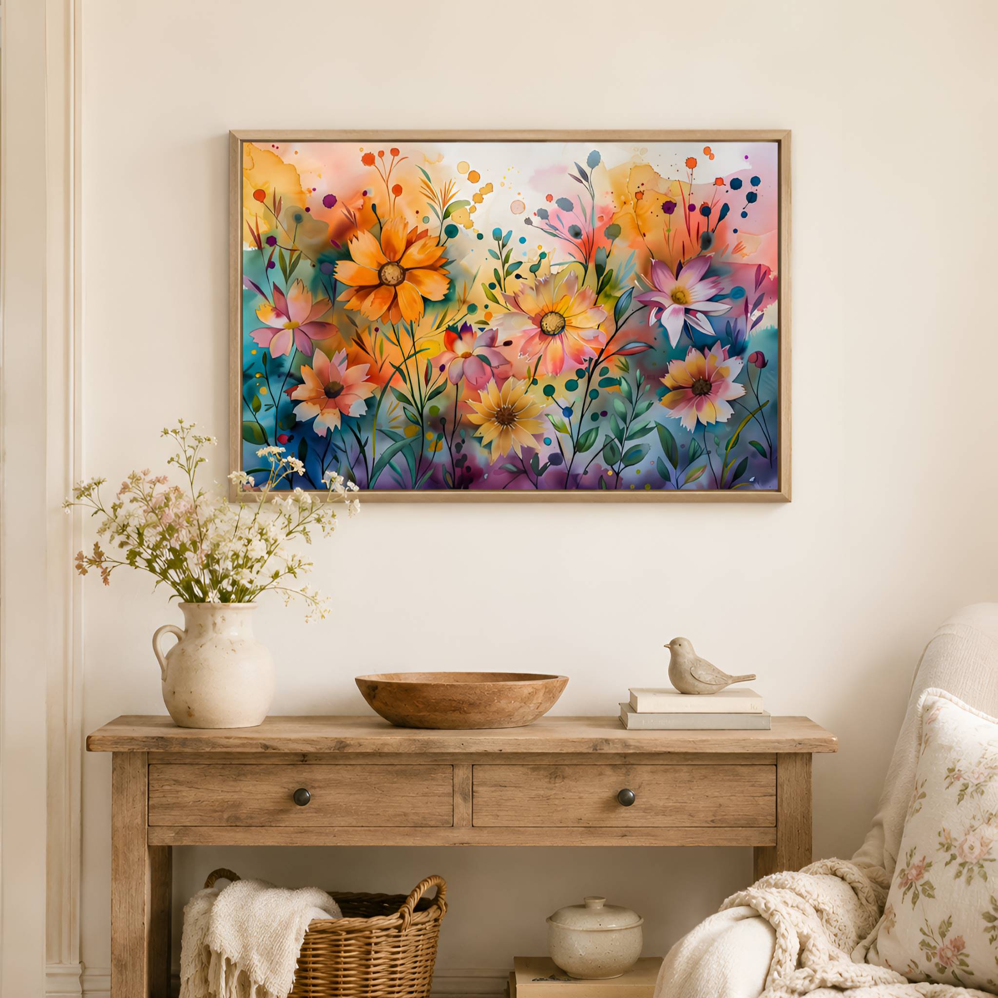 Colorful Floral Canvas Art 16x24 & 24x36 | Blooming Whimsy