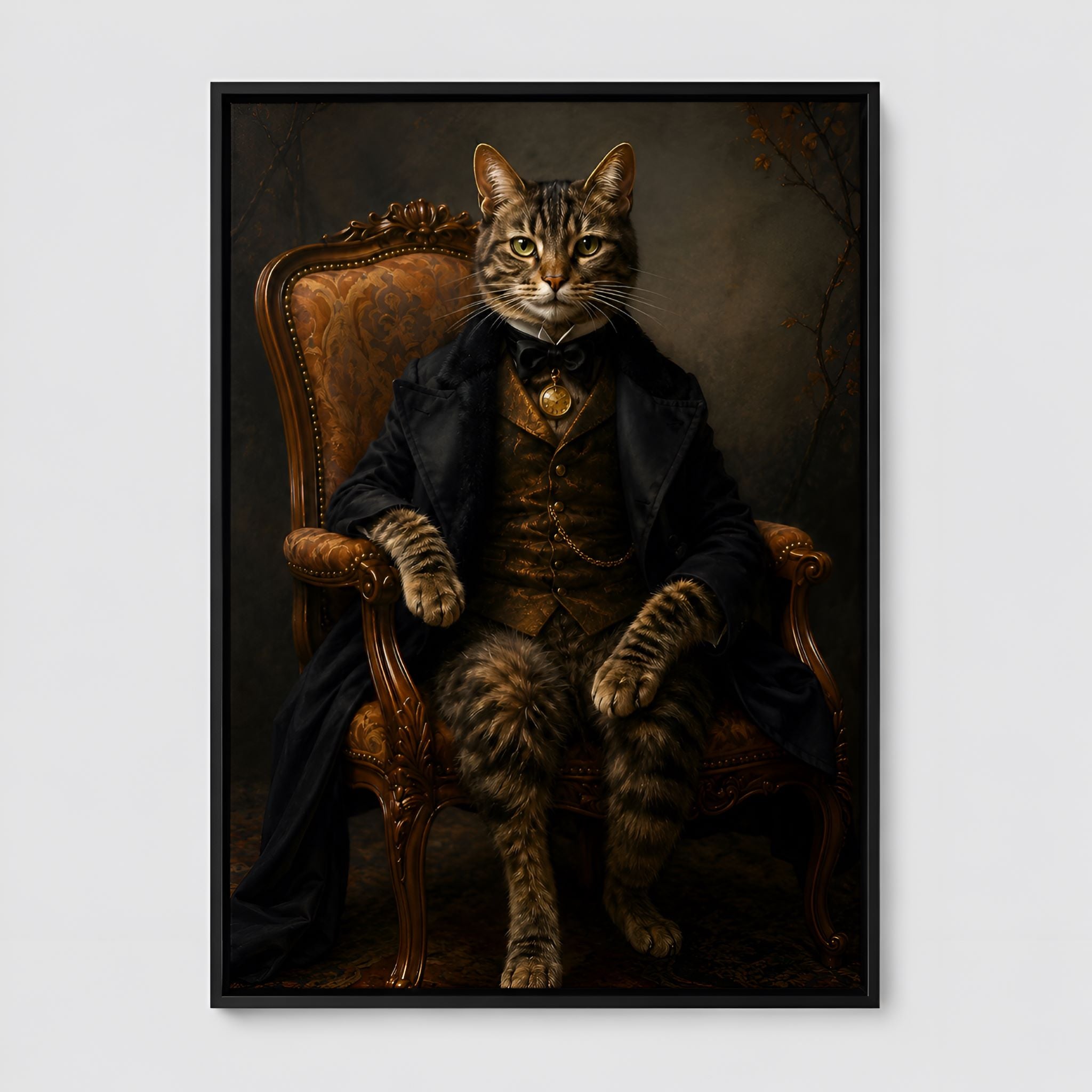 Antique Cat Portrait Canvas 12x18 or 16x24 | Dapper Cat