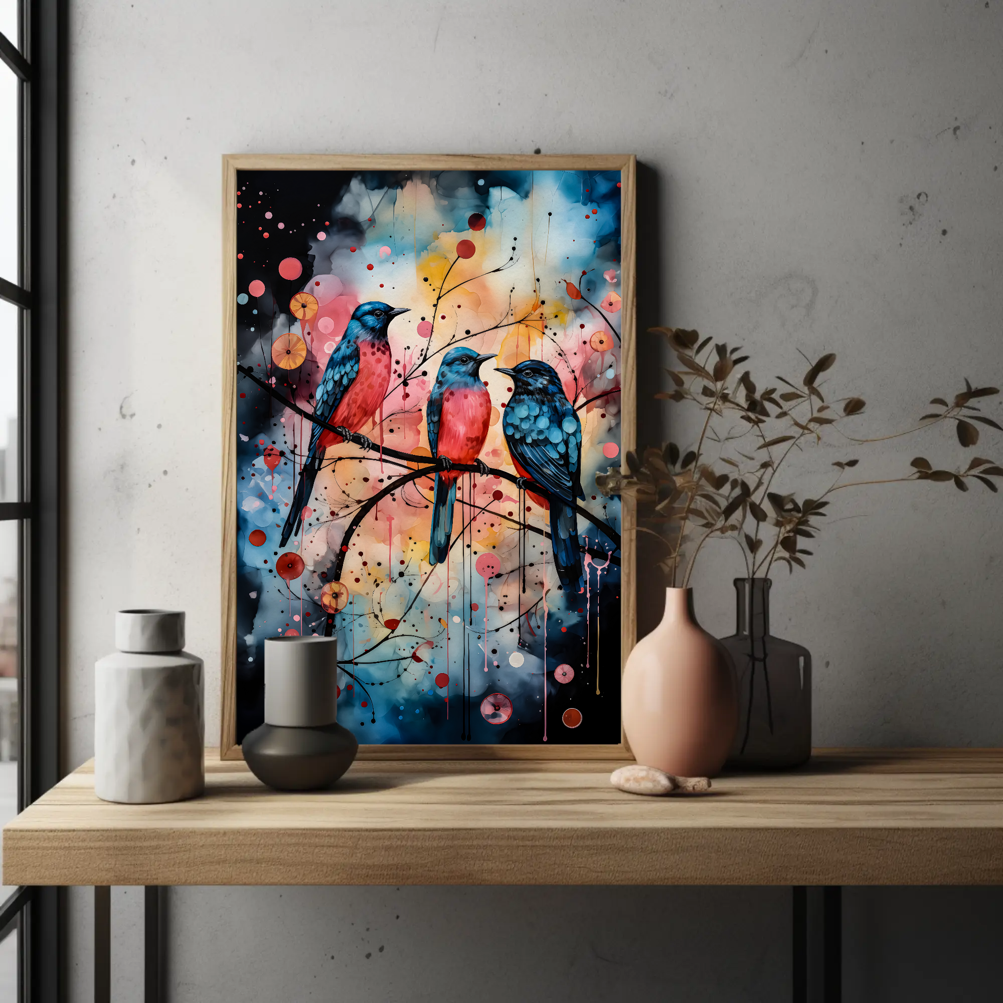 Watercolor Bird Splash Art: Abstract Painting