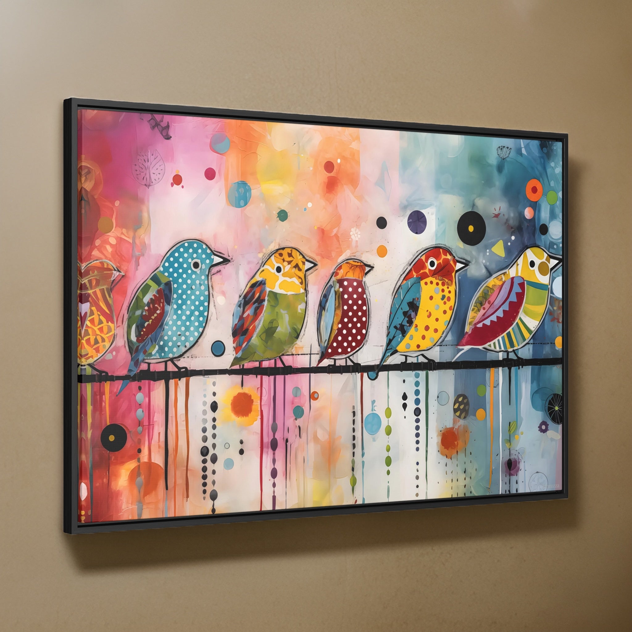 Whimsical Pastel Bird Wall Art: Abstract Painting