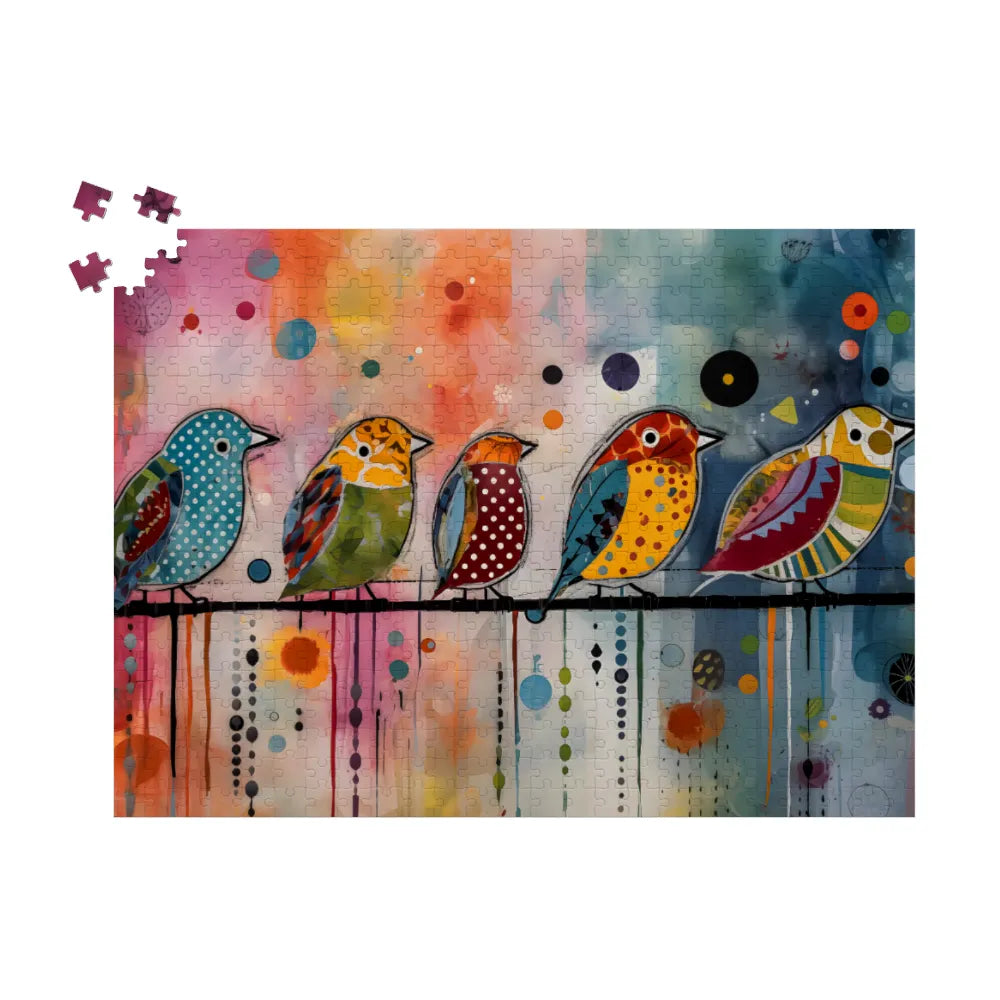 Whimsical Pastel Bird Jigsaw Puzzle 500 or 1000 Pieces