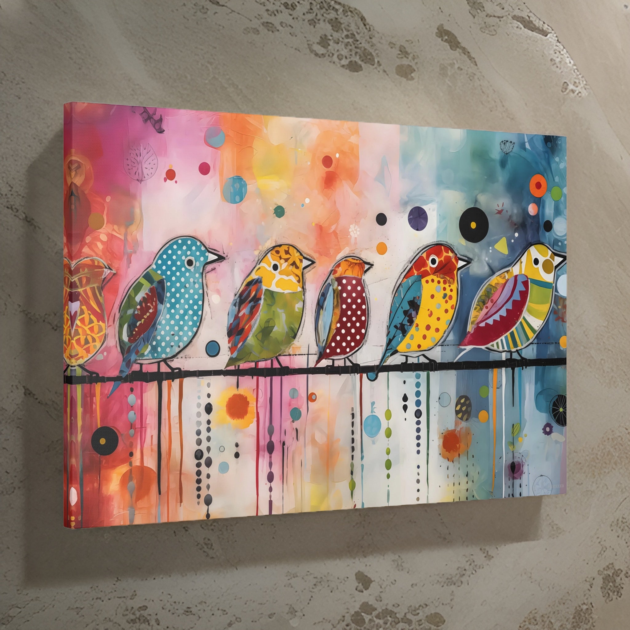 Whimsical Pastel Bird Wall Art: Abstract Painting