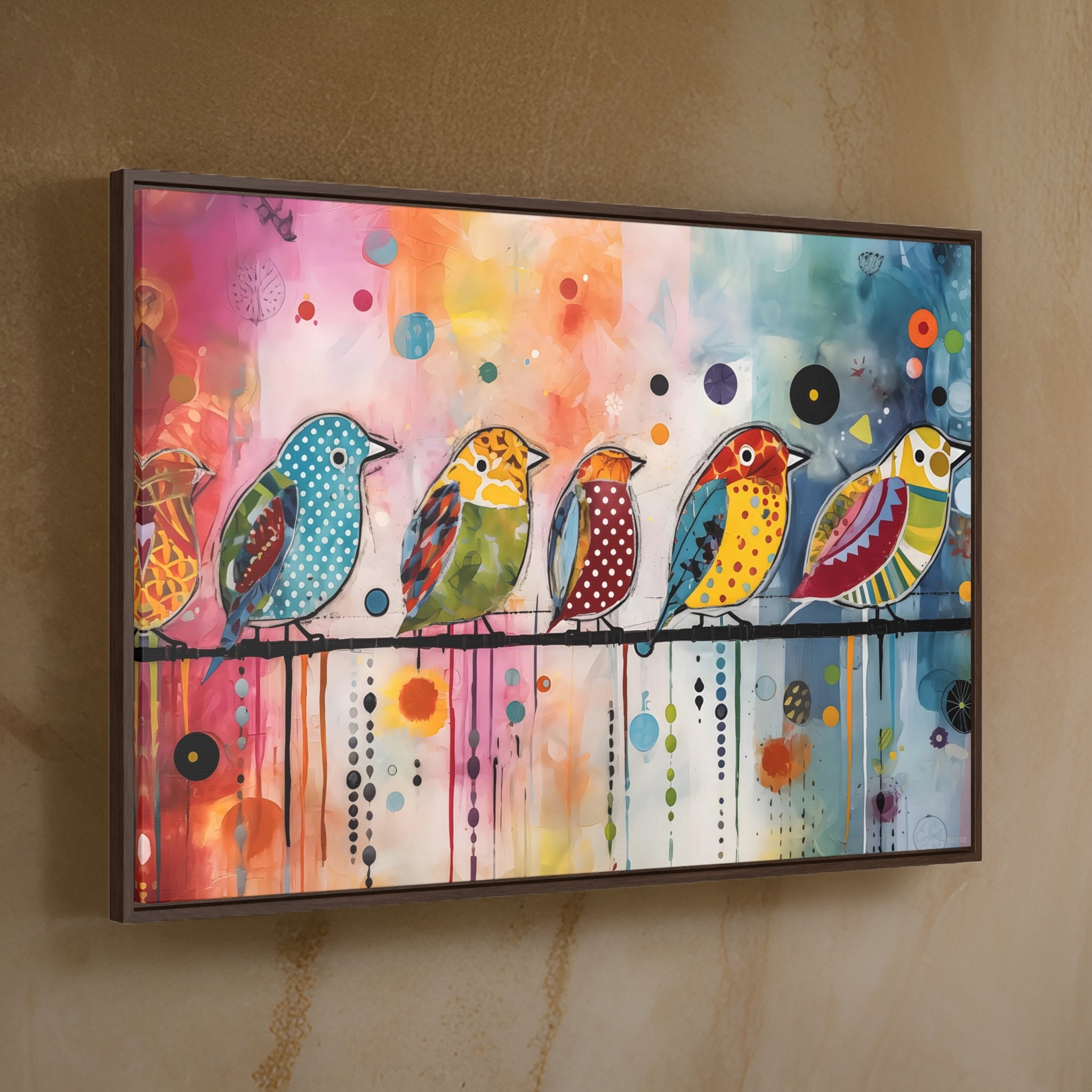 Whimsical Pastel Bird Wall Art: Abstract Painting
