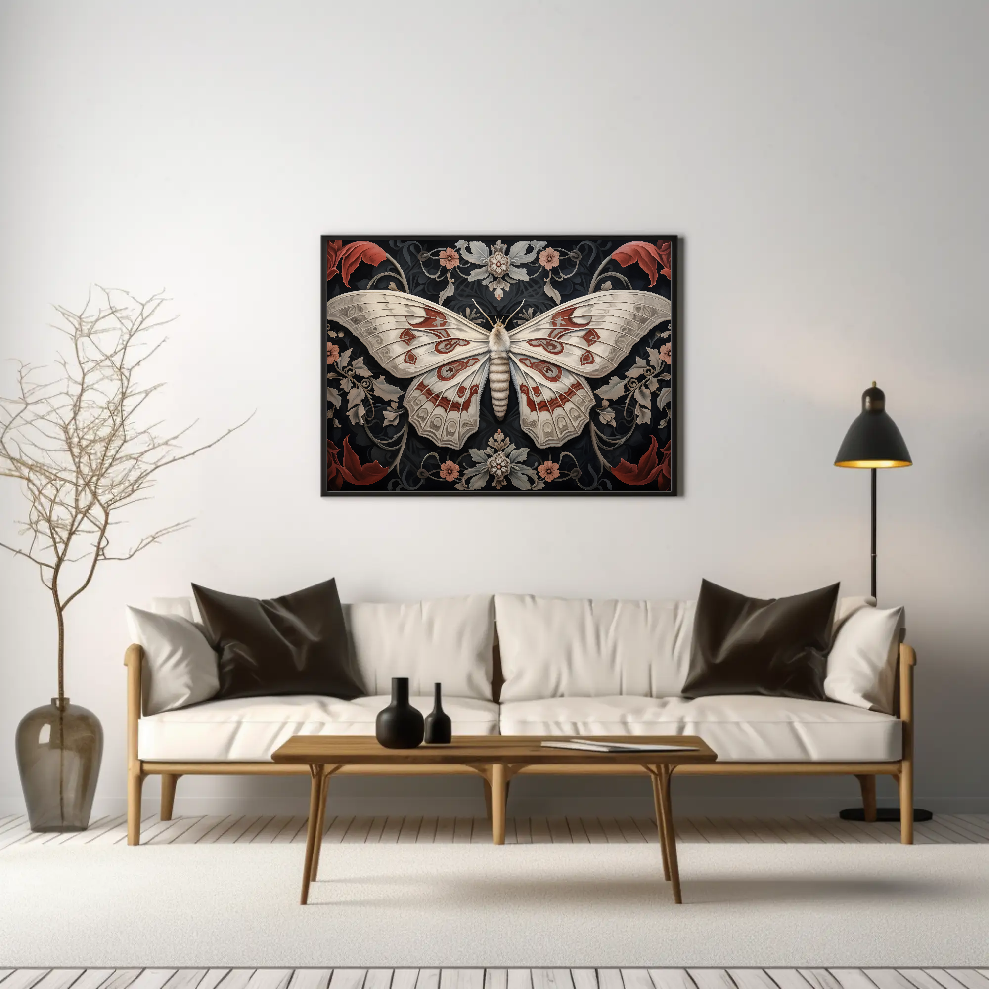 White Moth Vintage Painting: Gothic Wall Art