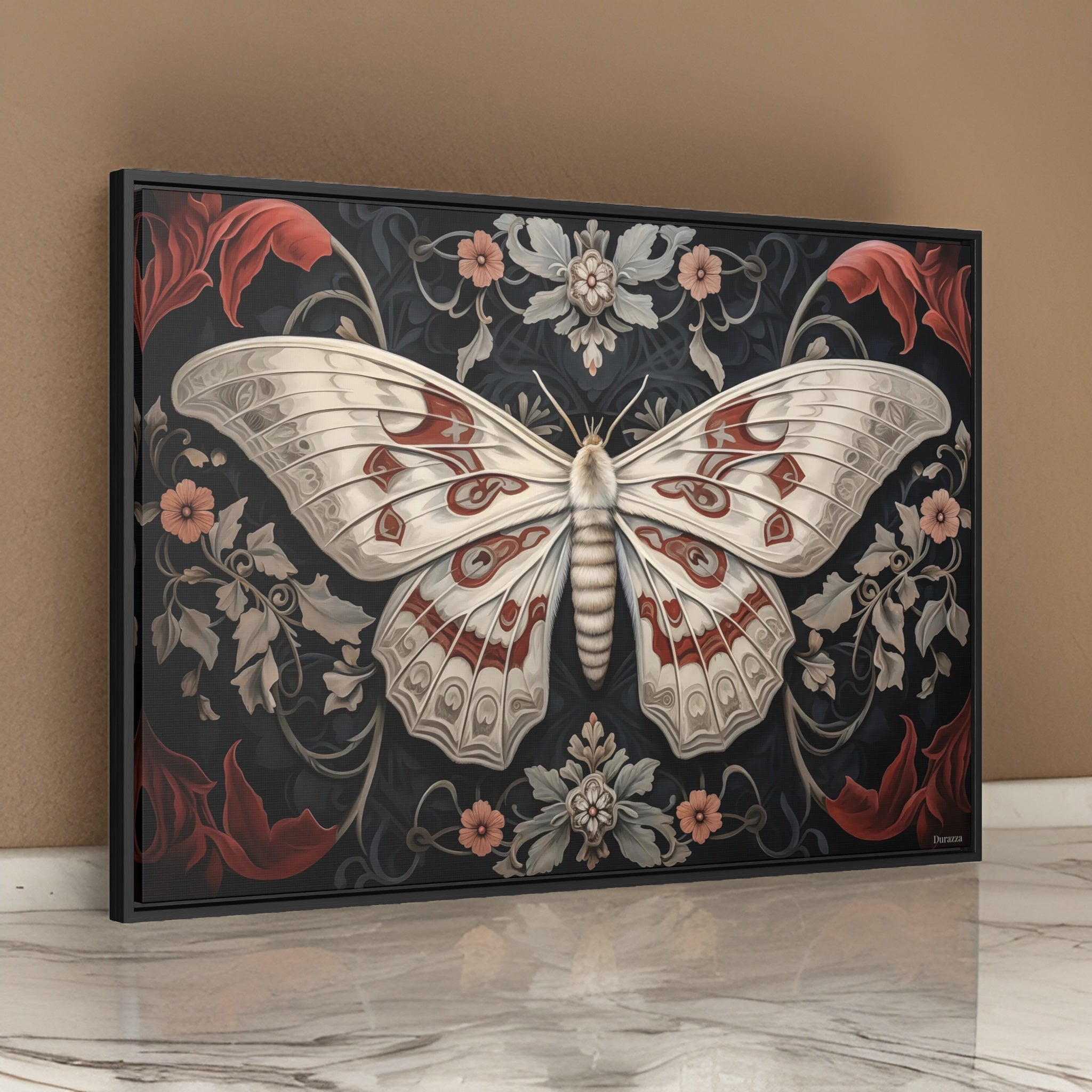 White Moth Vintage Painting: Gothic Wall Art