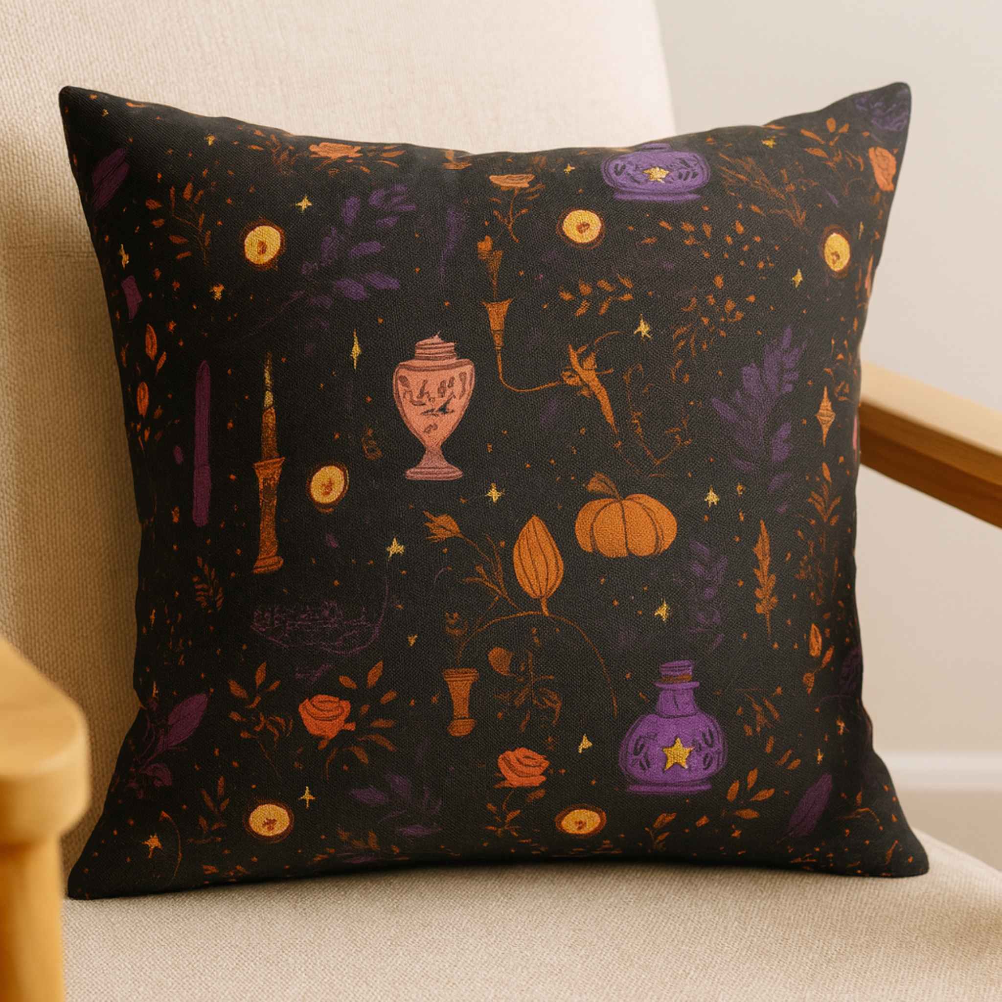 Halloween Gothic Pillow – Faux Suede | Witching Lanterns