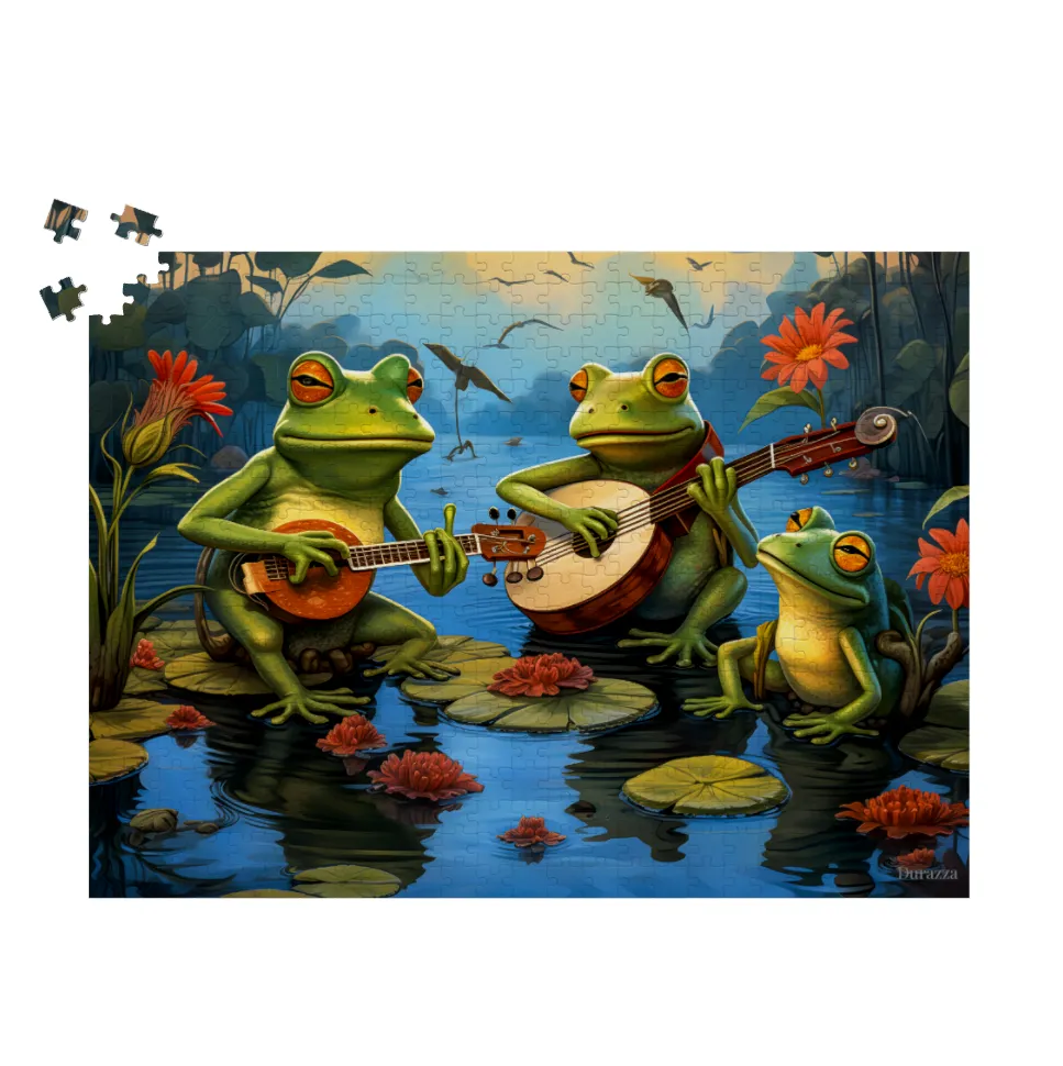 Musical Frogs Wooden Jigsaw Puzzle 500 or 1000 pieces