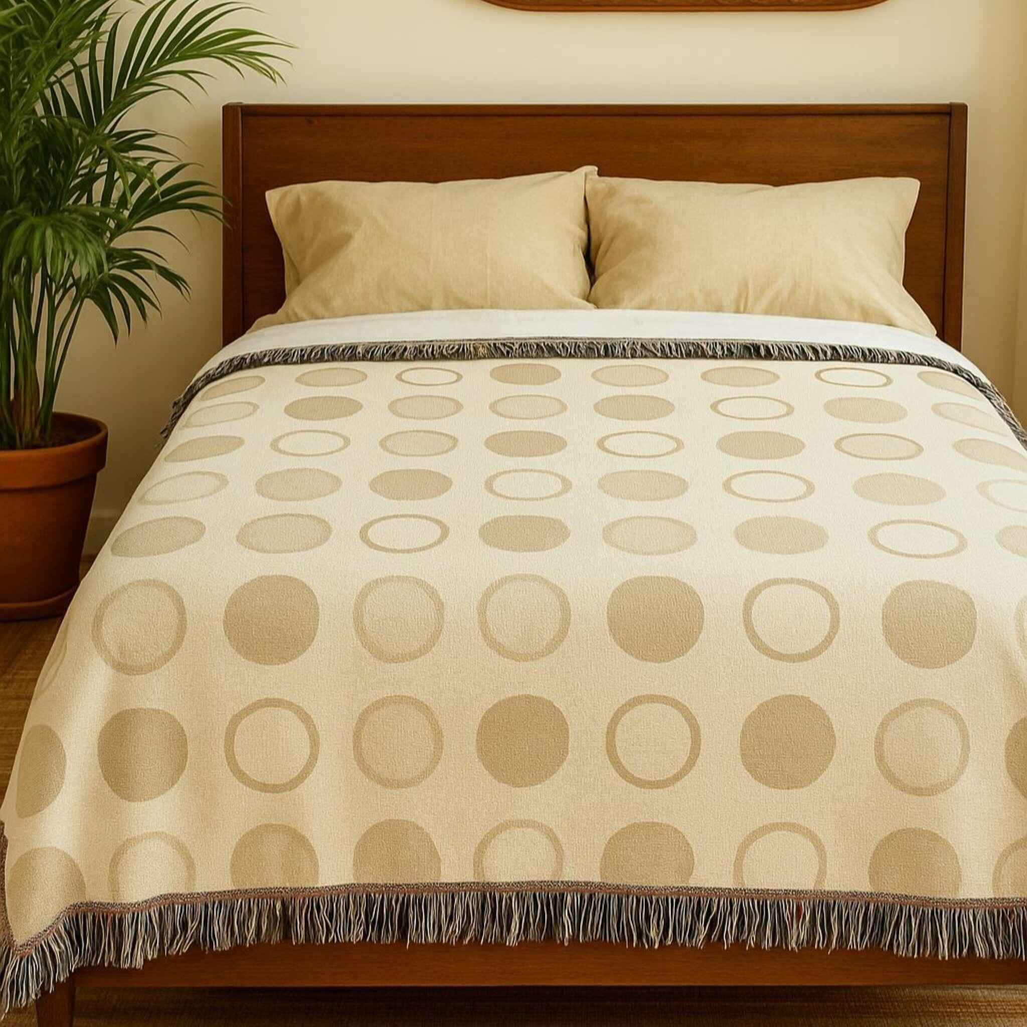 Geometric Throw Blanket - Minimalist Neutral | Zen Circle