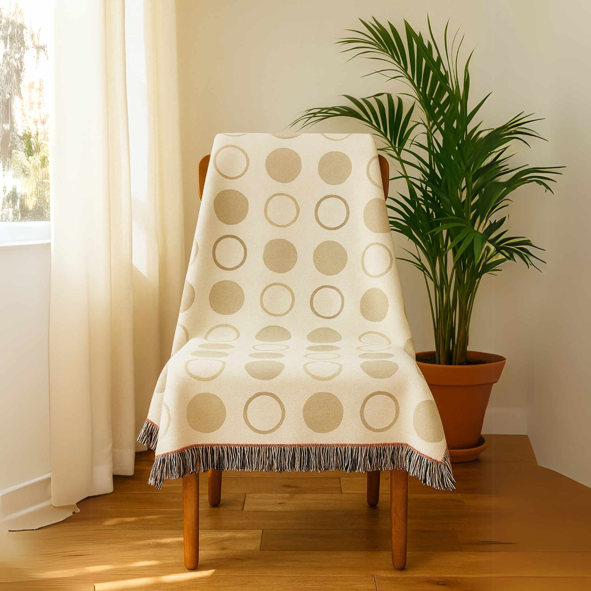 Geometric Throw Blanket - Minimalist Neutral | Zen Circle