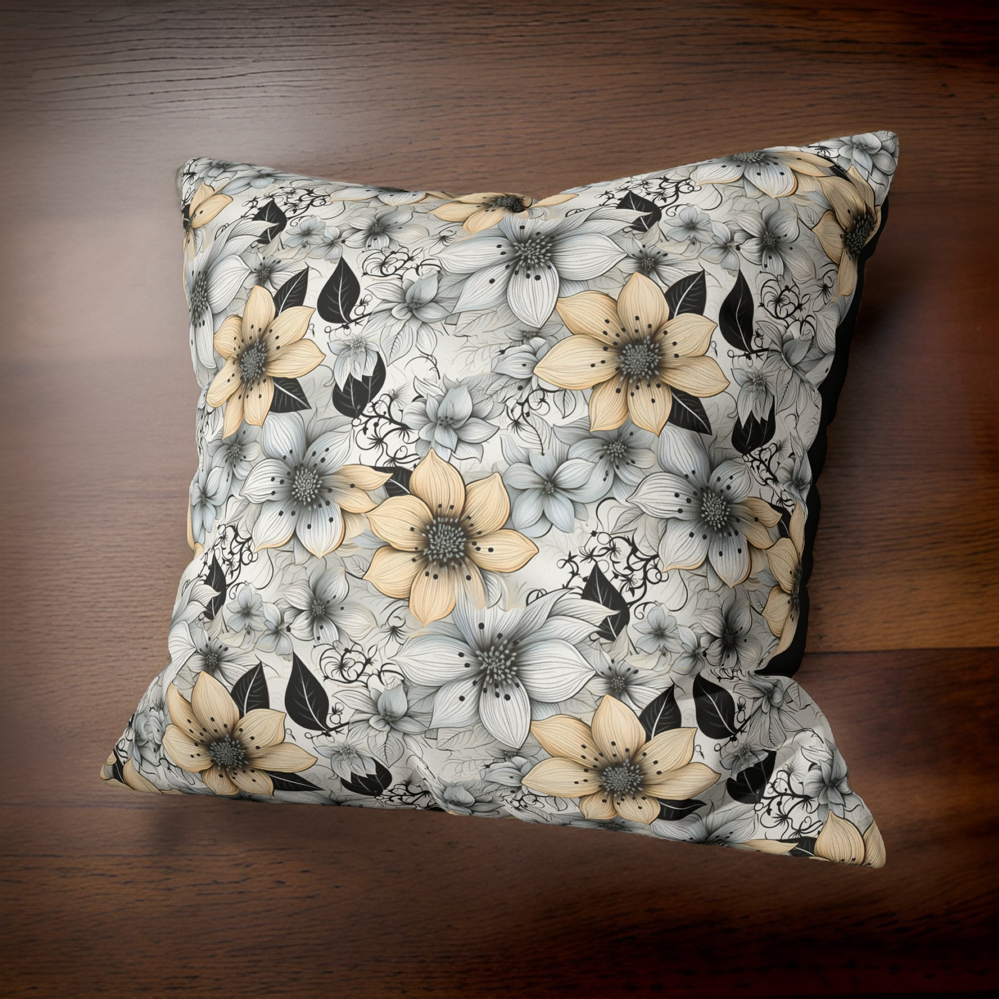 Delicate Petal Floral Faux Suede Pillow or Pillow Cover