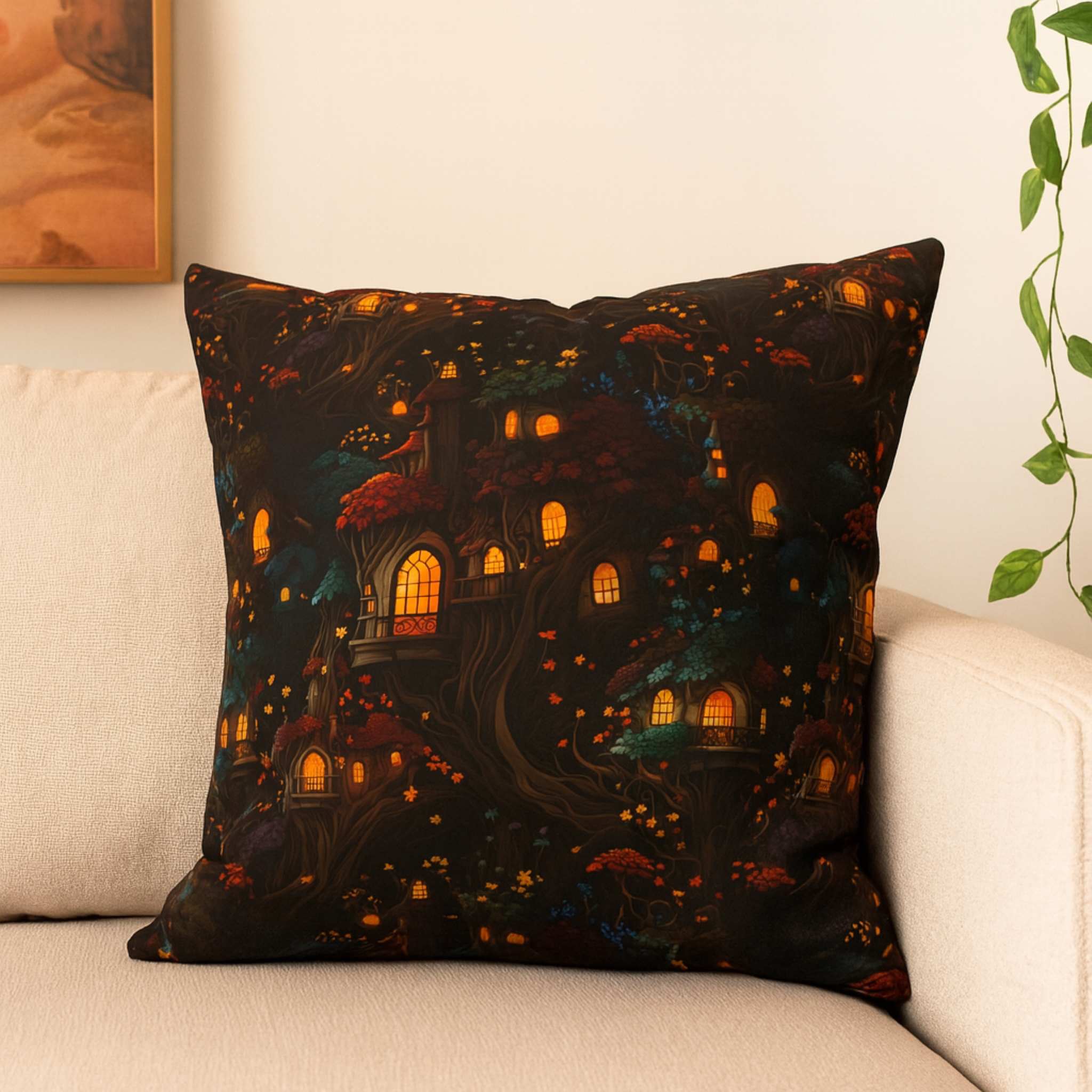 Enchanted Forest Pillow – Whimsical Decor | Fairy Hideaway