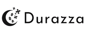 Black and white logo for Durazza.