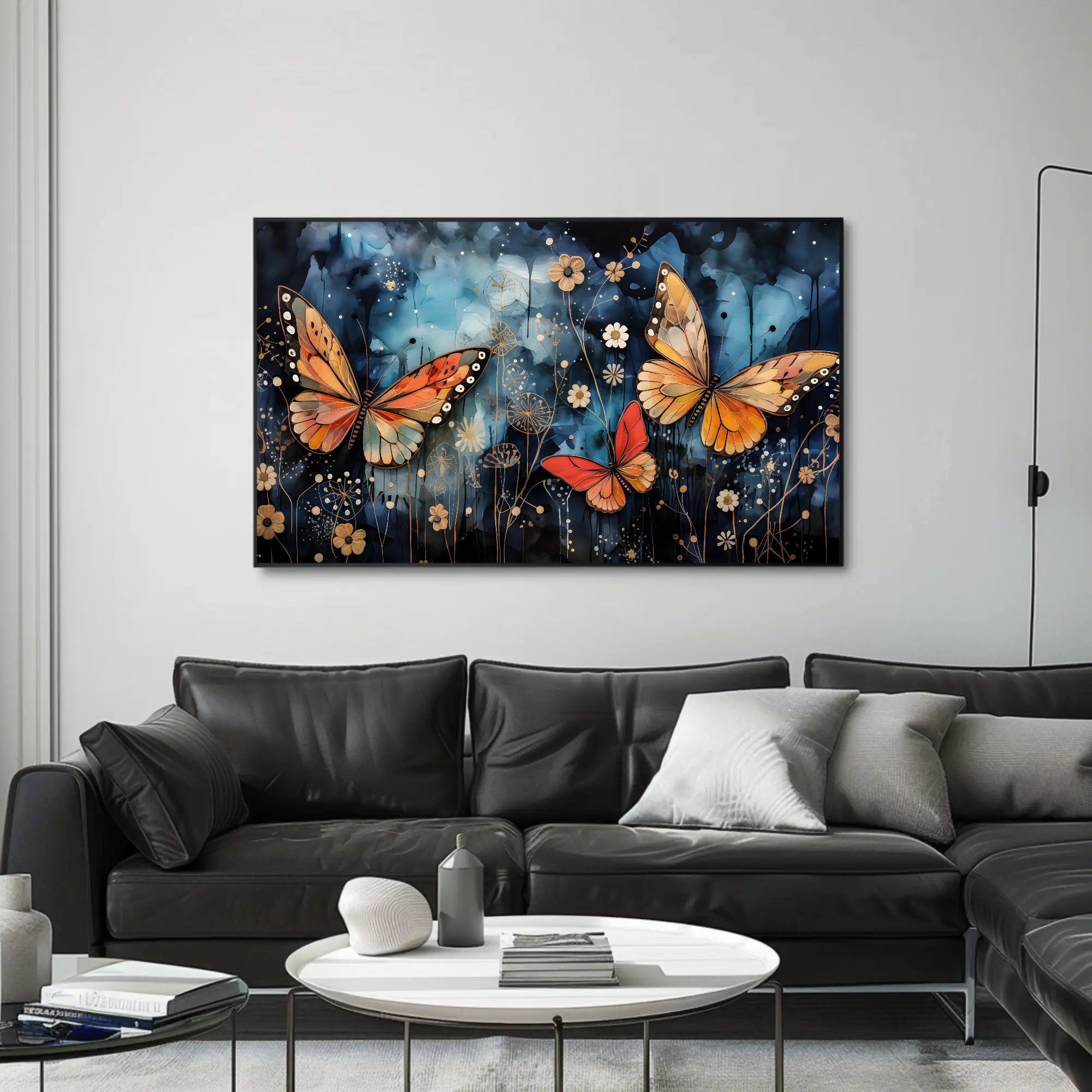 Ethereal Encounter Wall Art: Abstract Butterfly Painting
