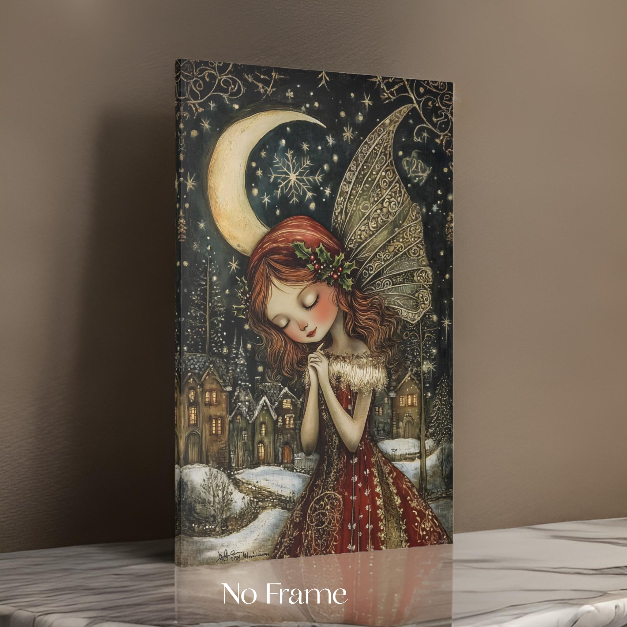 Holiday Frost Fairy Wall Art: Christmas Art