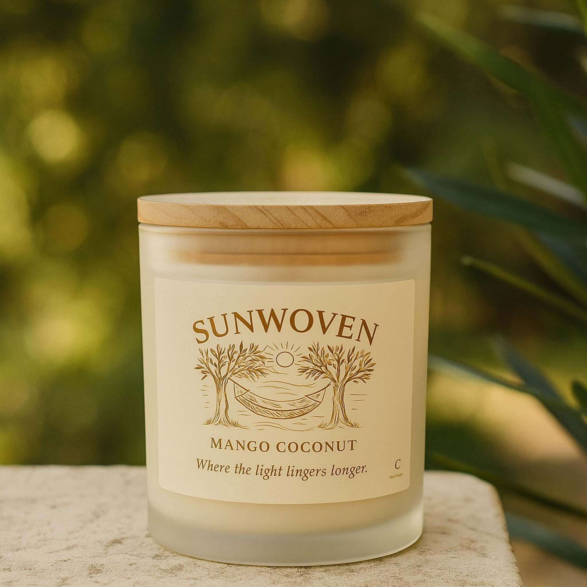 Tropical Coconut Scented Candle: Summer Wood Wick  | Sunwoven