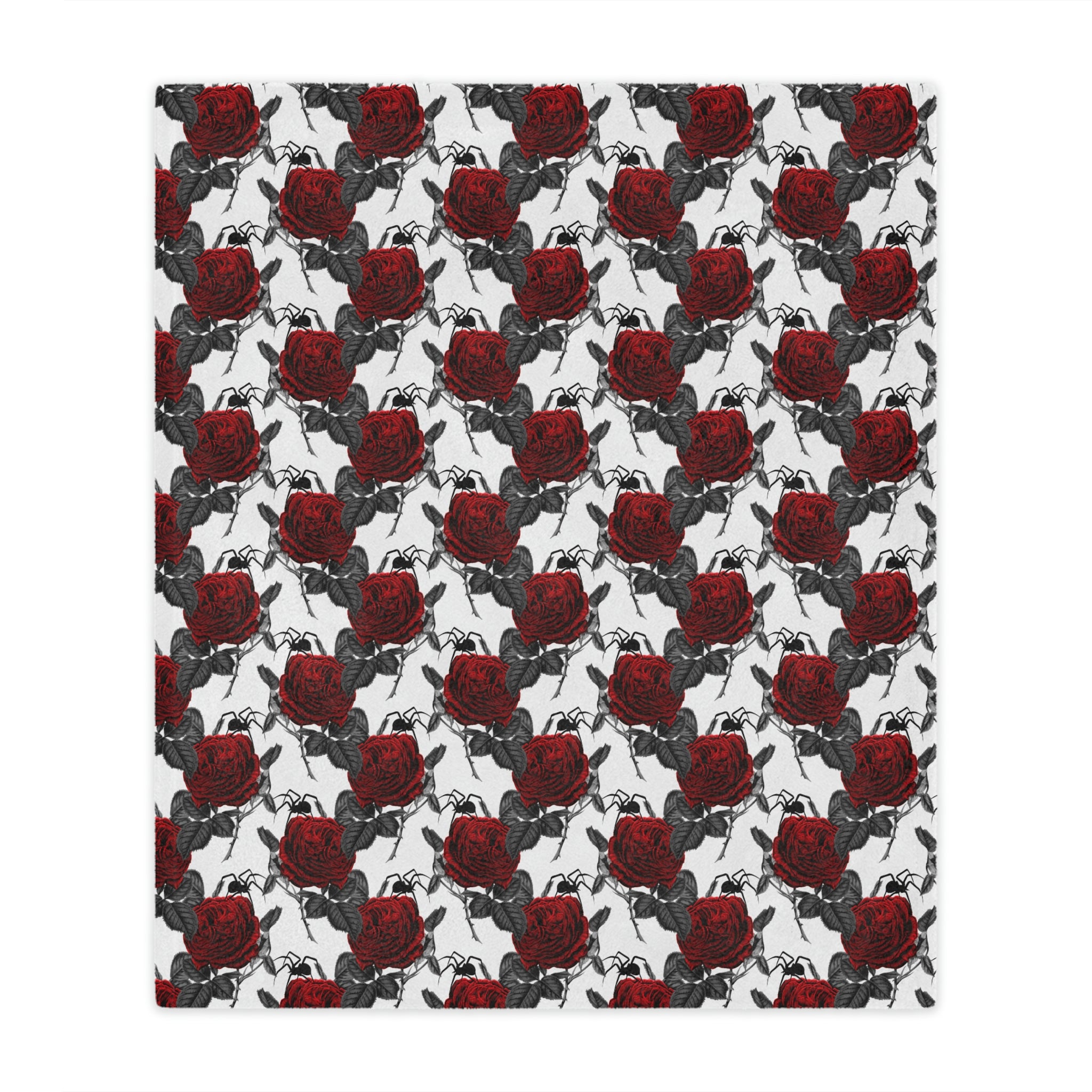 Red Rose Spider Throw Blanket, Minky or Sherpa 50" x 60" - Durazza