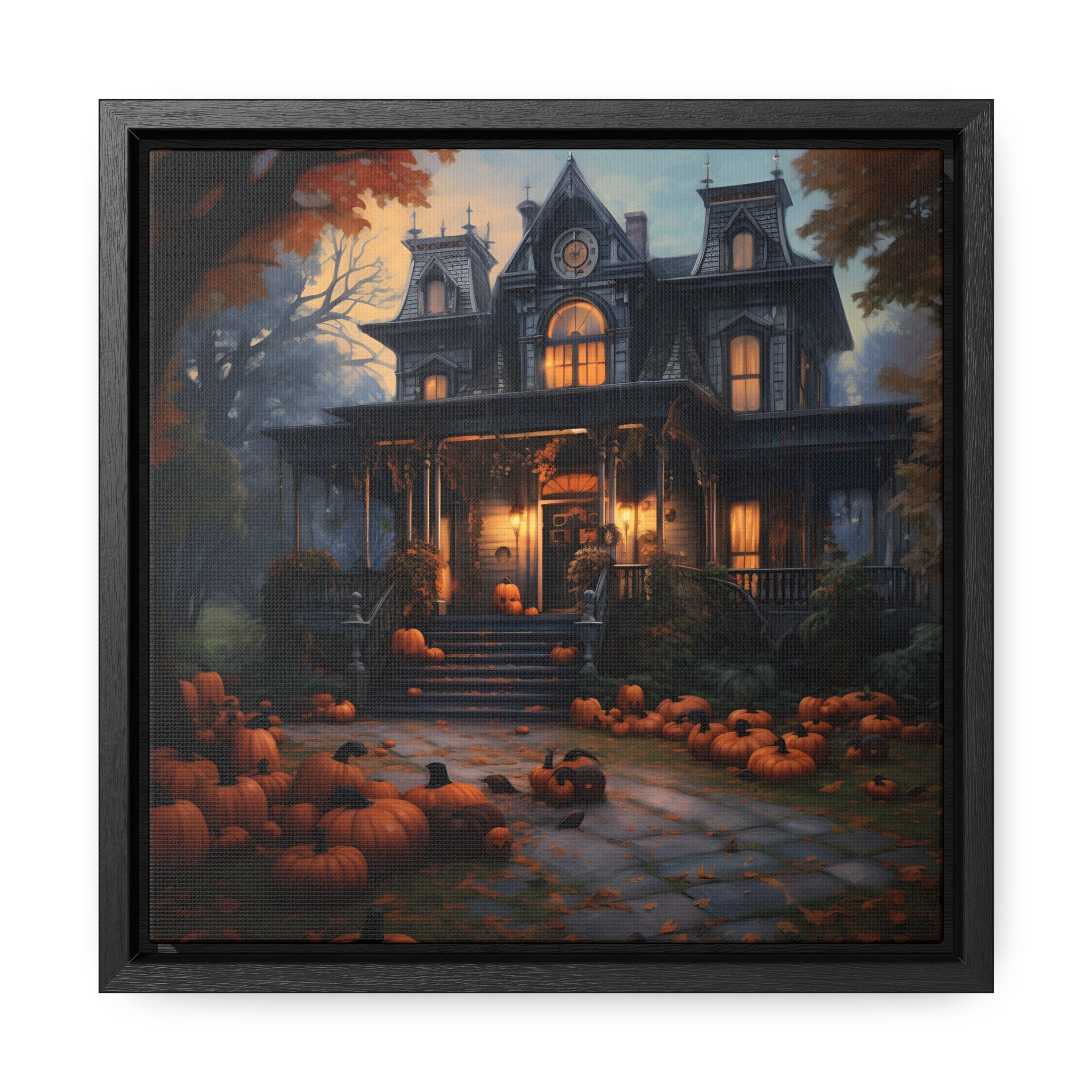 Autumn Shadows Manor Canvas Wall Art, Pre-Framed Square