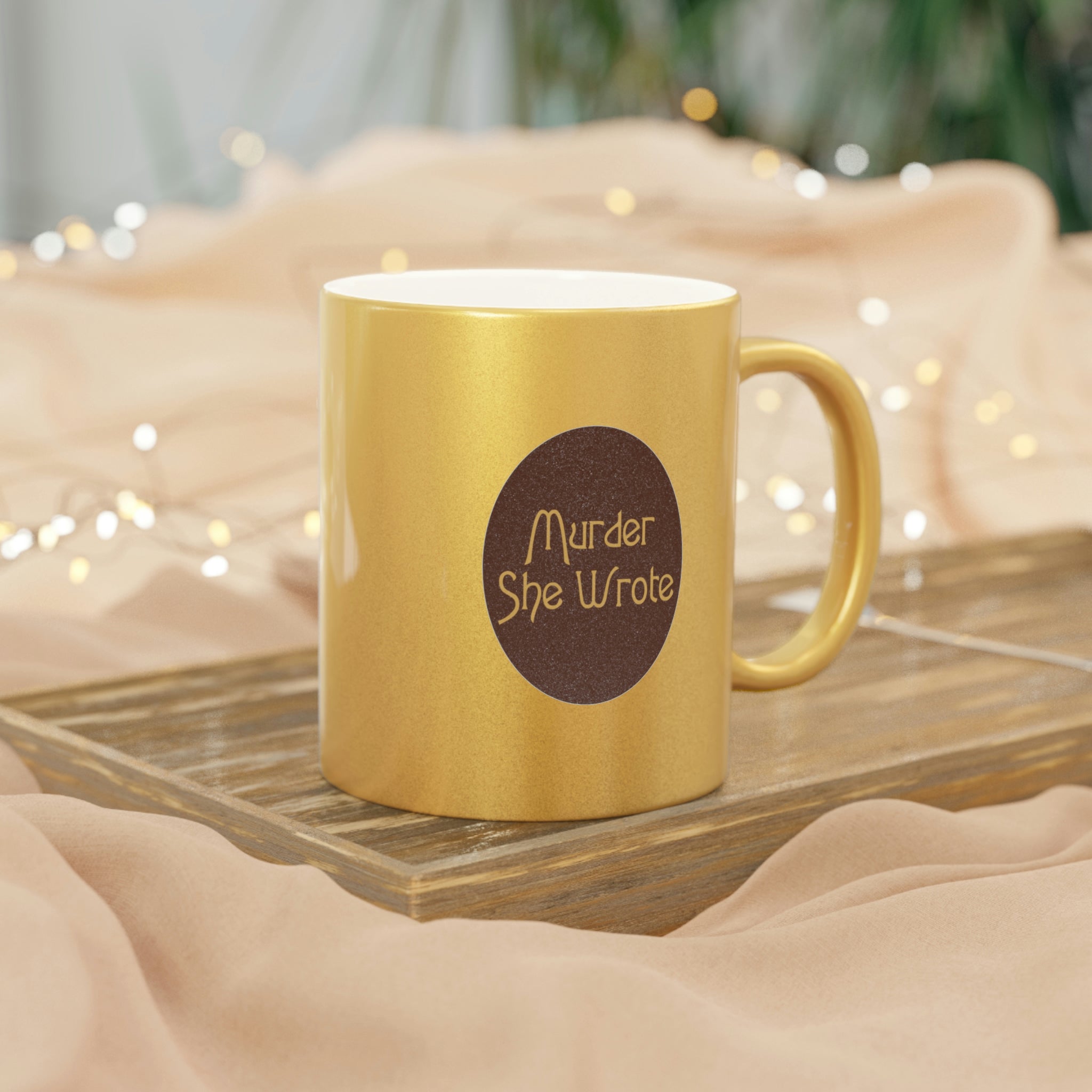 Murder She Wrote Coffee Mug in Metallic Gold 11 oz 