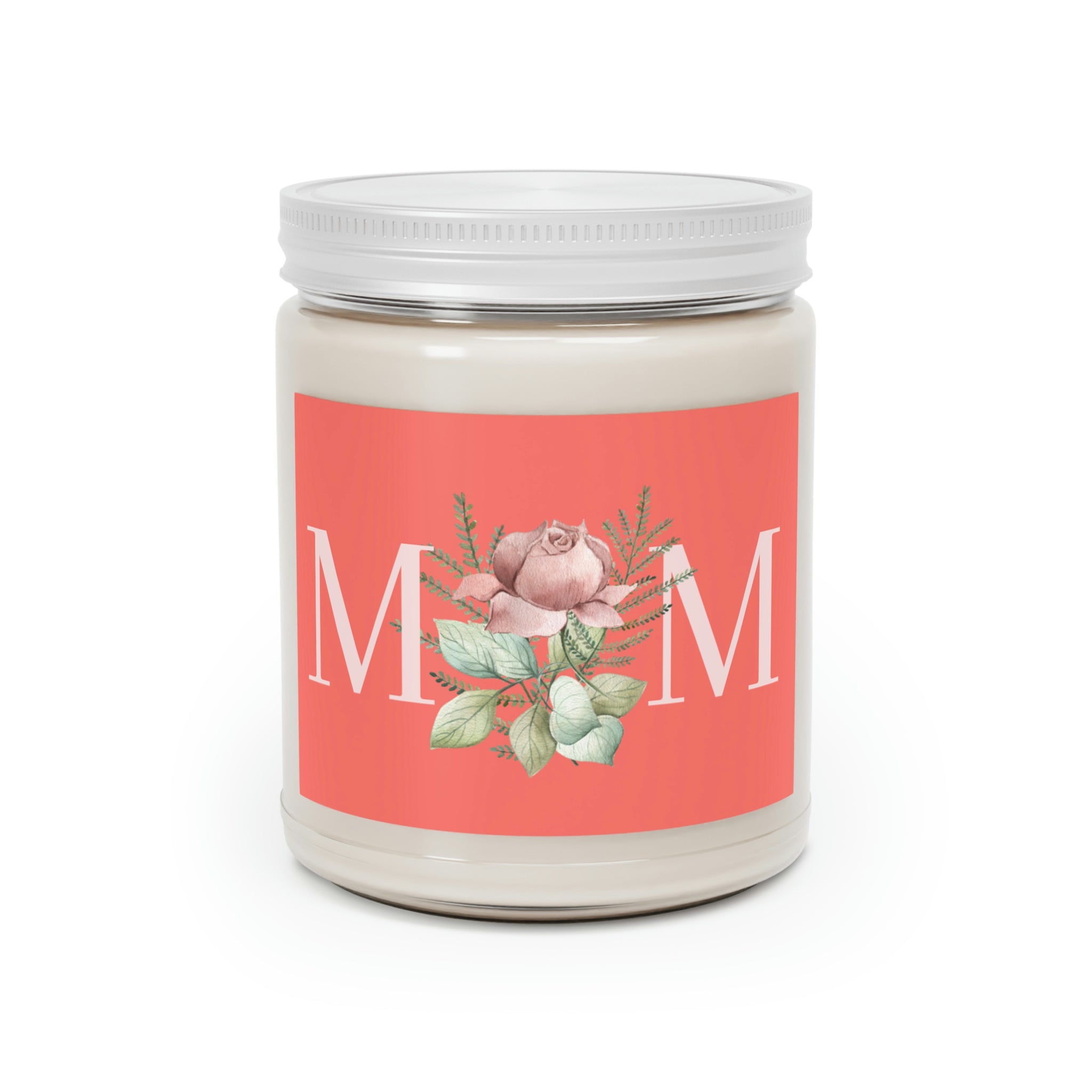 Mom Aromatherapy Scented Candle, Eco-Friendly Soy Wax, 9oz white background