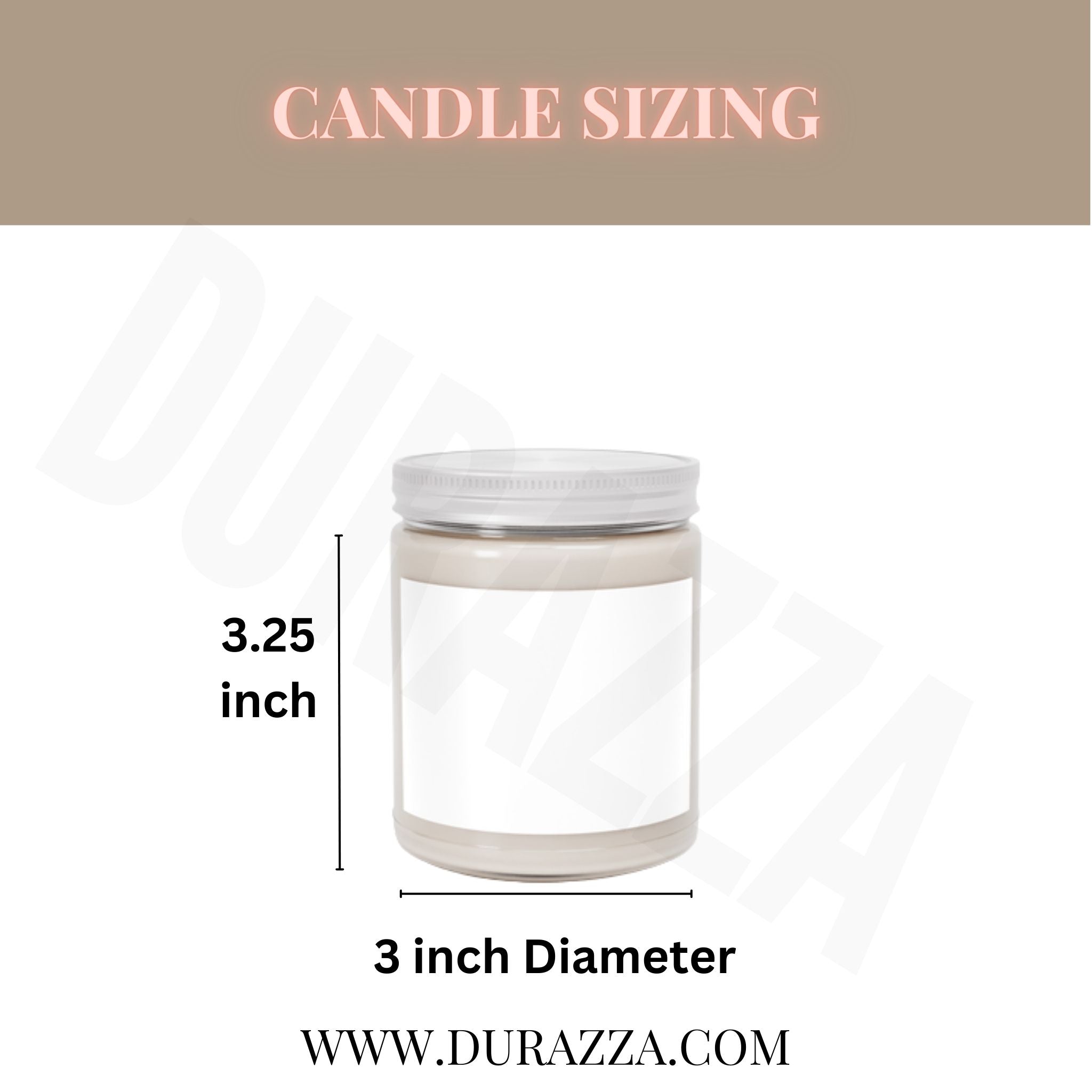 Jessica Fletcher Soy wax candle size chart