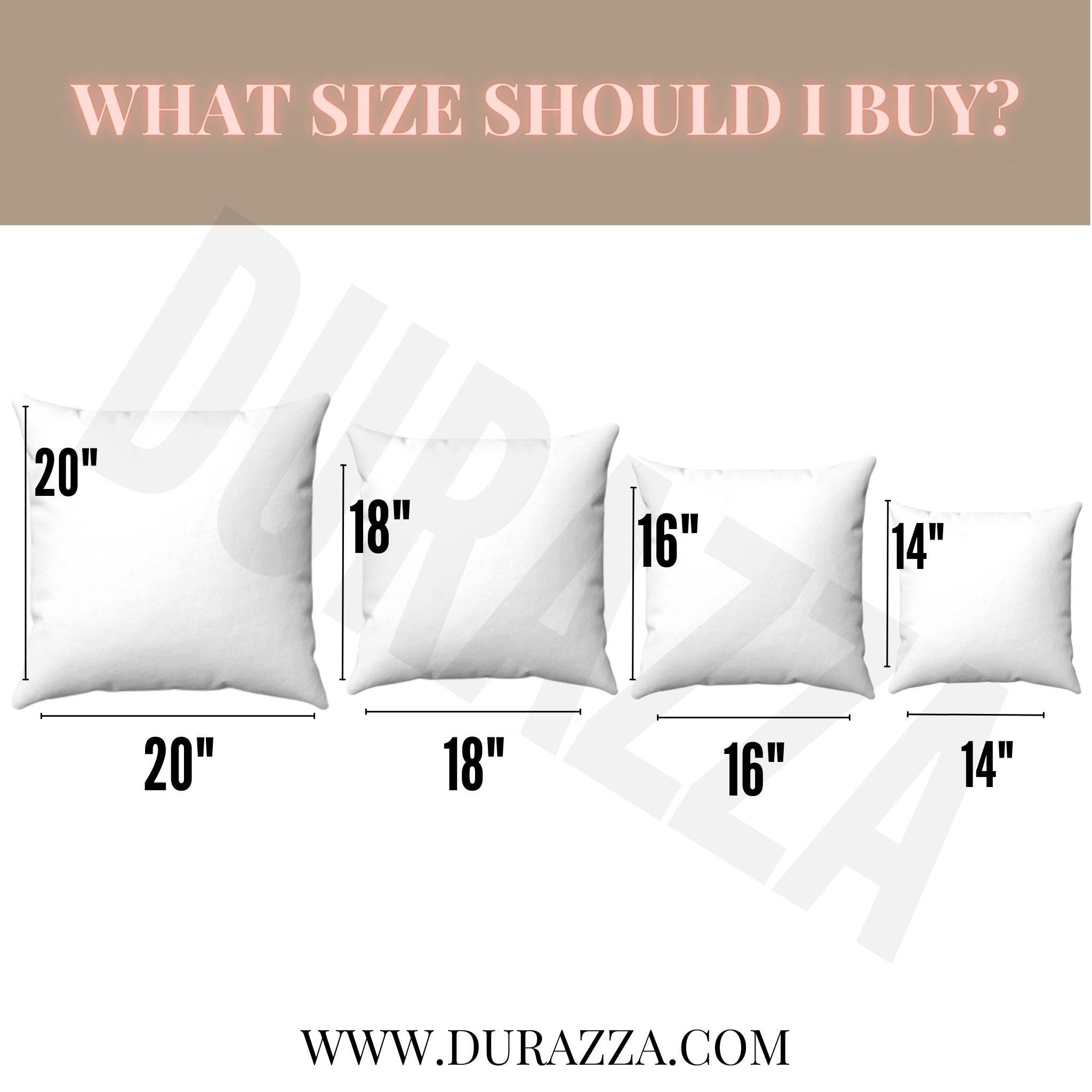 Pillow size chart 