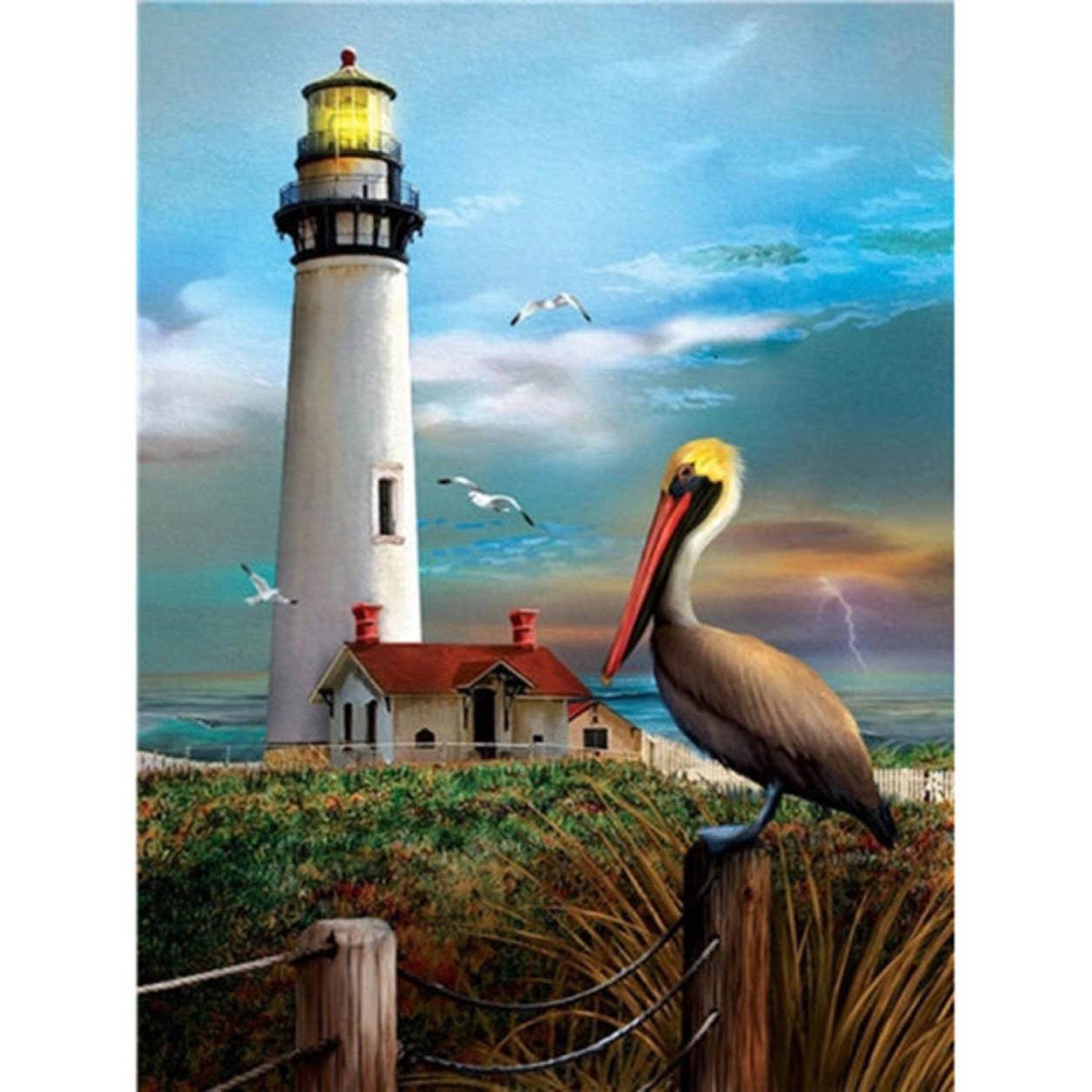 Pelican Lighthouse Diamond Painting Kit- 5D AB Full Round or Square Drill 40*50 - Durazza