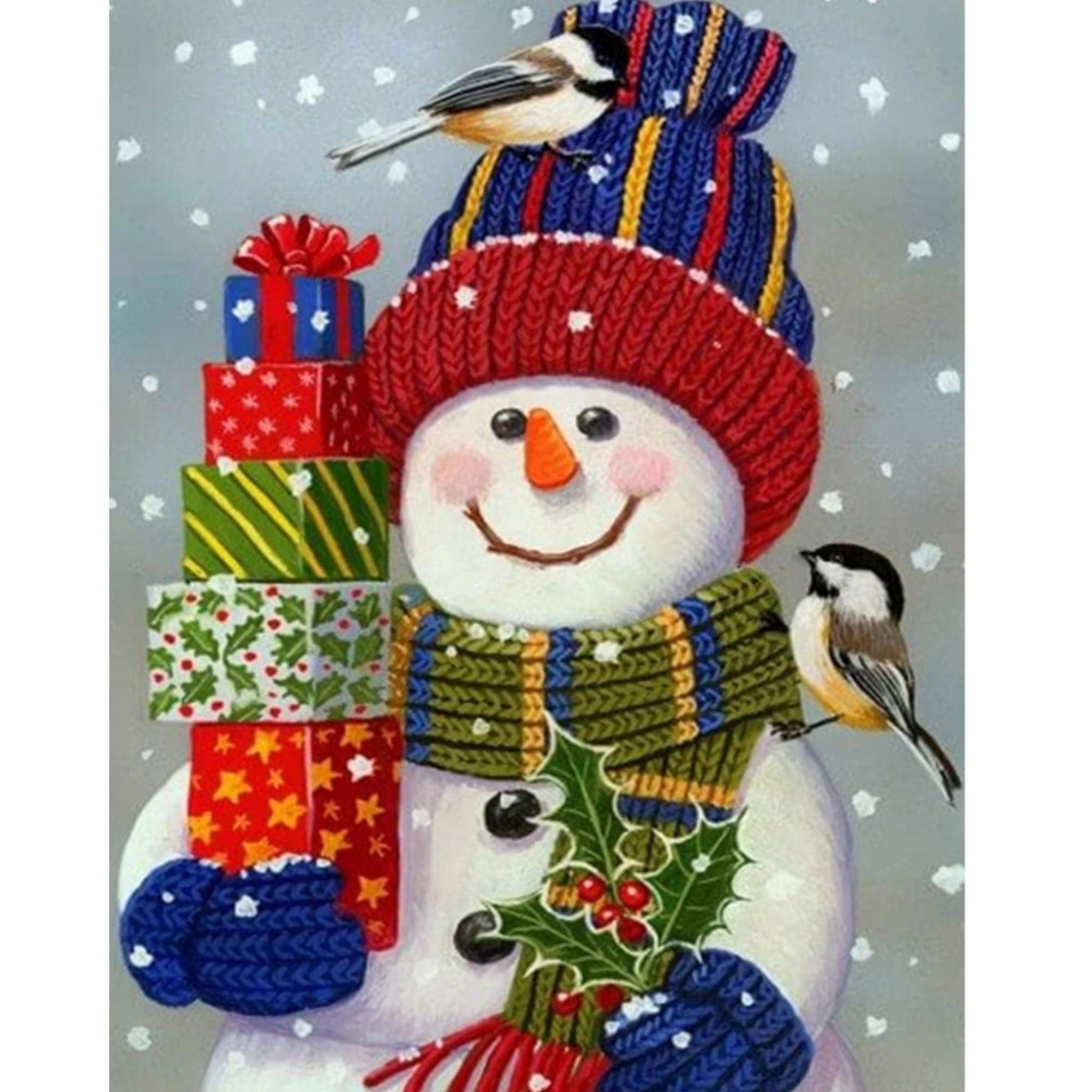 Snowman with Gifts Present Diamond Painting Art Kit 5D Full Drill Round 35*35 cm - Durazza