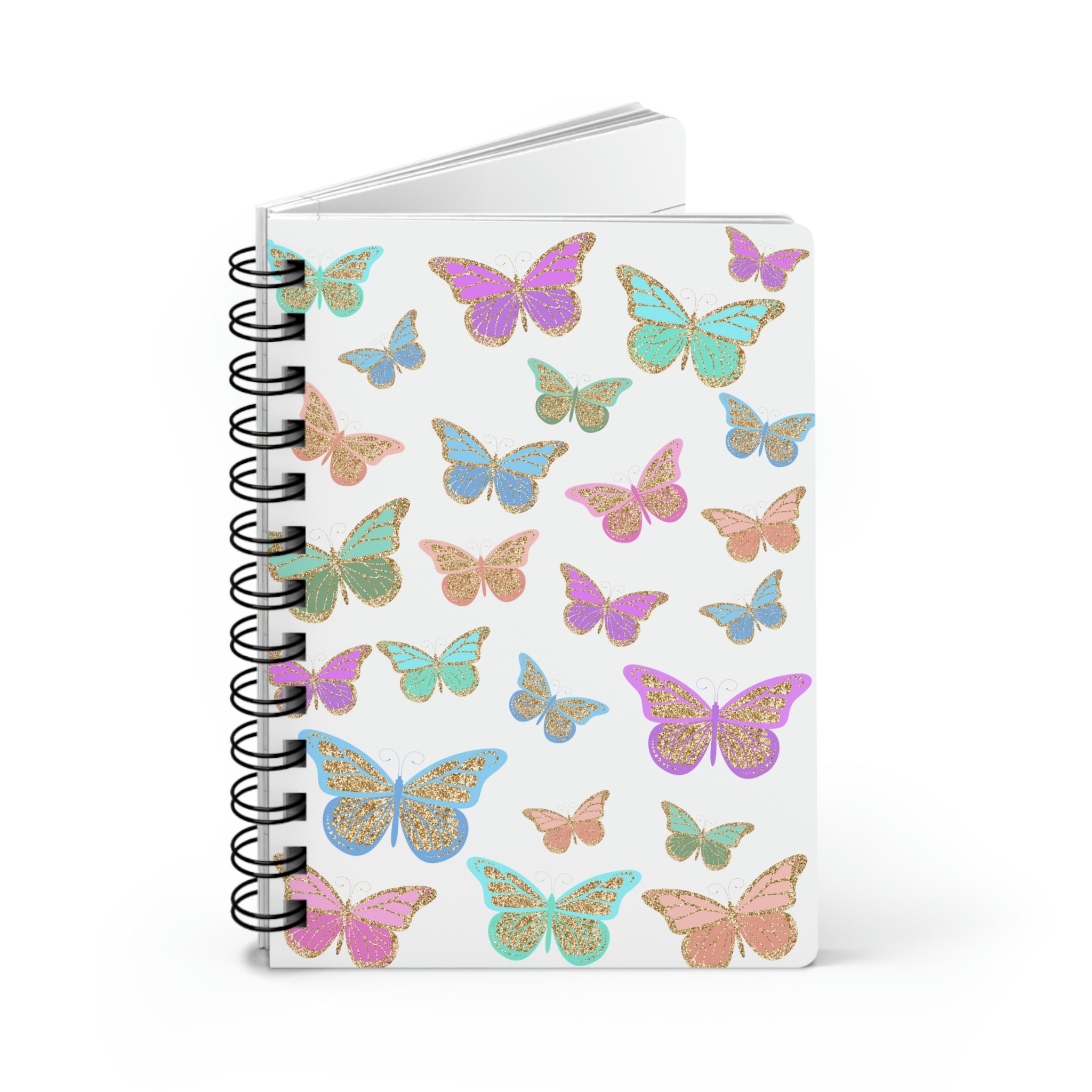 Sparkle Butterfly Spiral Bound Journal, Rule Lined Notebook 5x7" - Durazza
